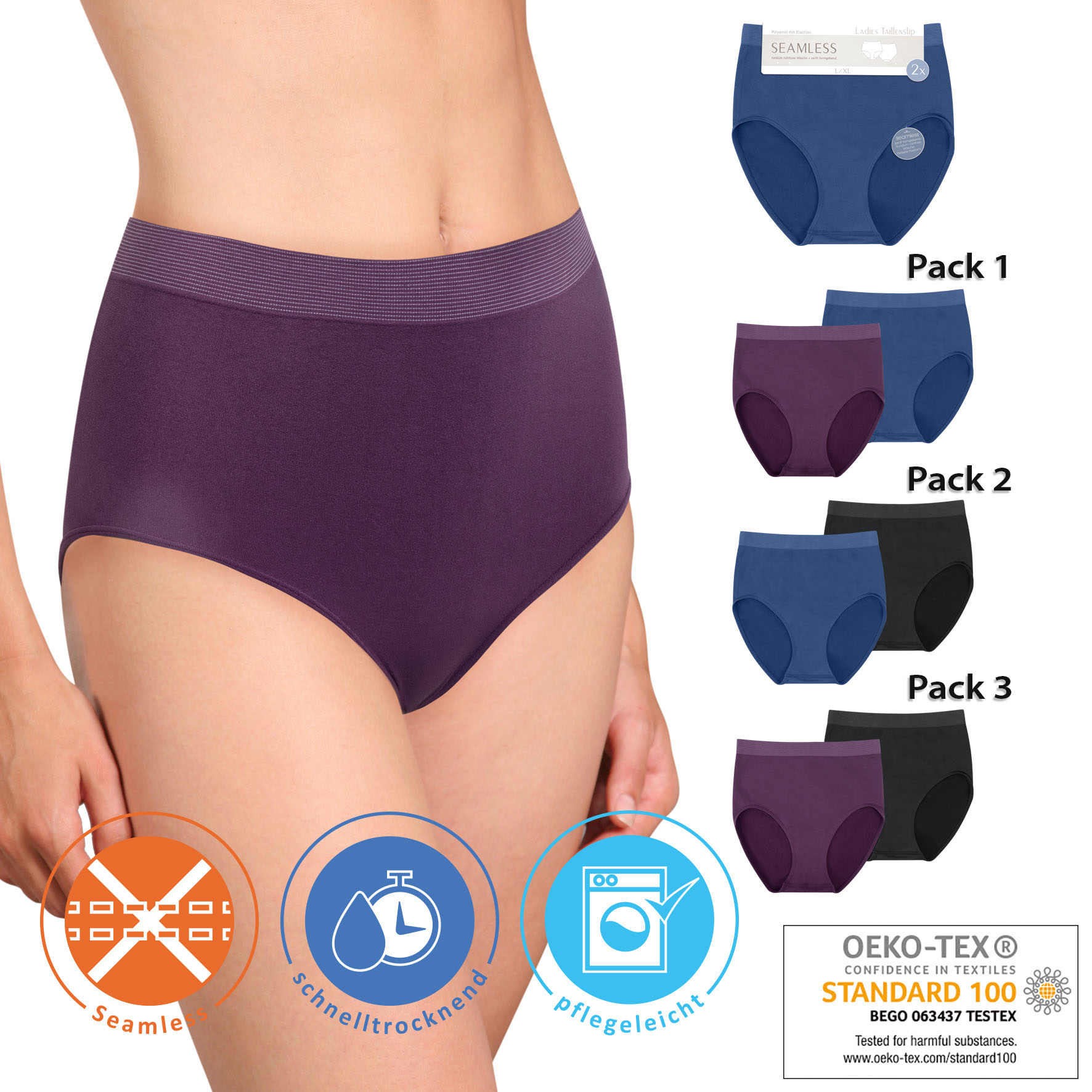 Damen-Taillenslip-2er-Pack-Seamless-duenne-Streifen