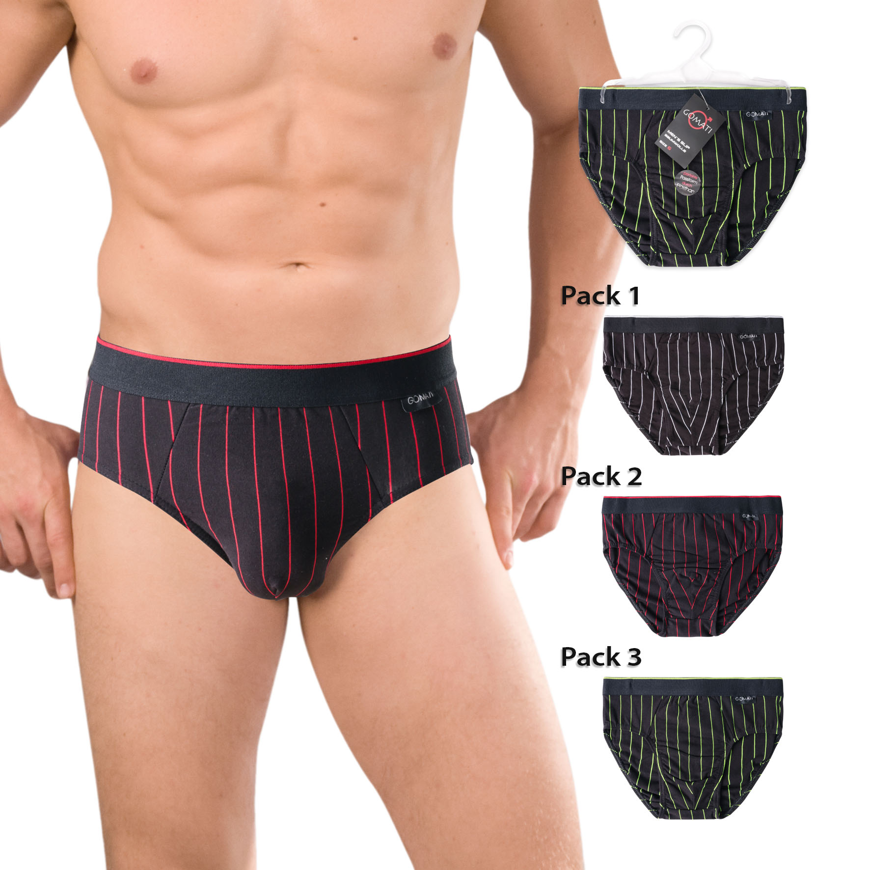 Herren-Slip-1er-Pack-BW-EL-Webgummi-gestreift