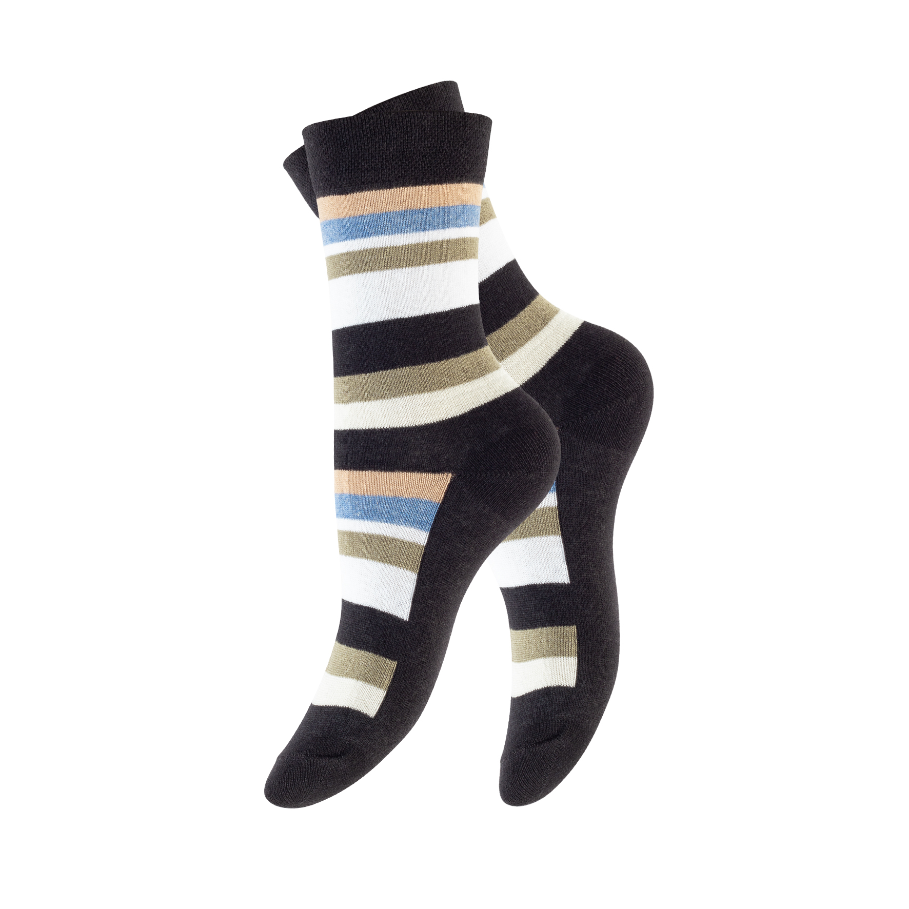 Damen-Socken-4er-Pack-BW-EL-Piqu~~-Bund-Streifen