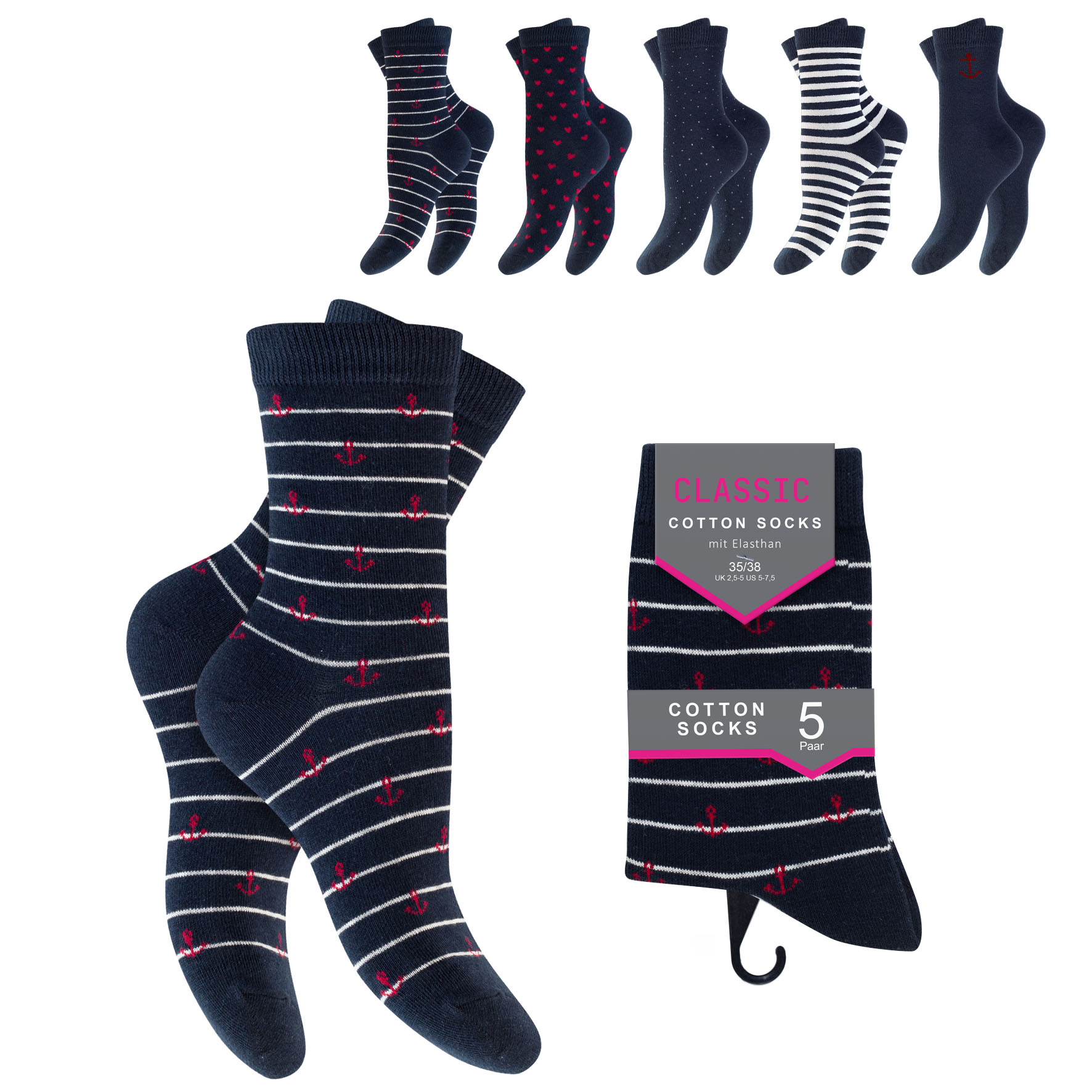 Damen-Socken-5er-Pack-BW-EL