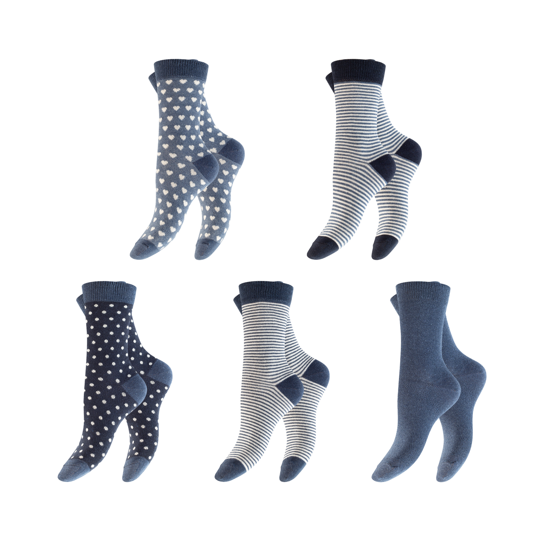 Damen-Socken-5er-Pack-BW-EL-versch~-Designs