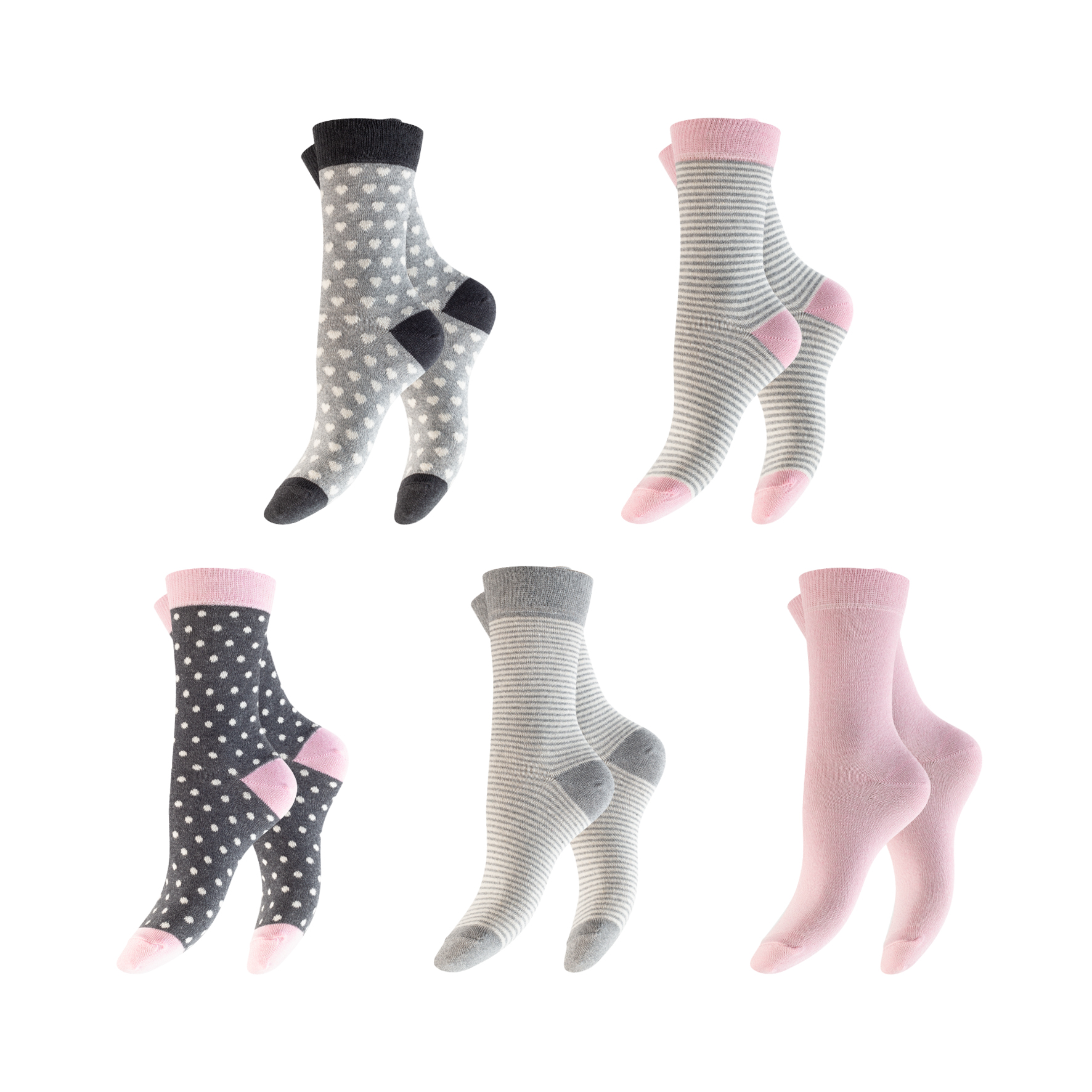 Damen-Socken-5er-Pack-BW-EL-versch~-Designs