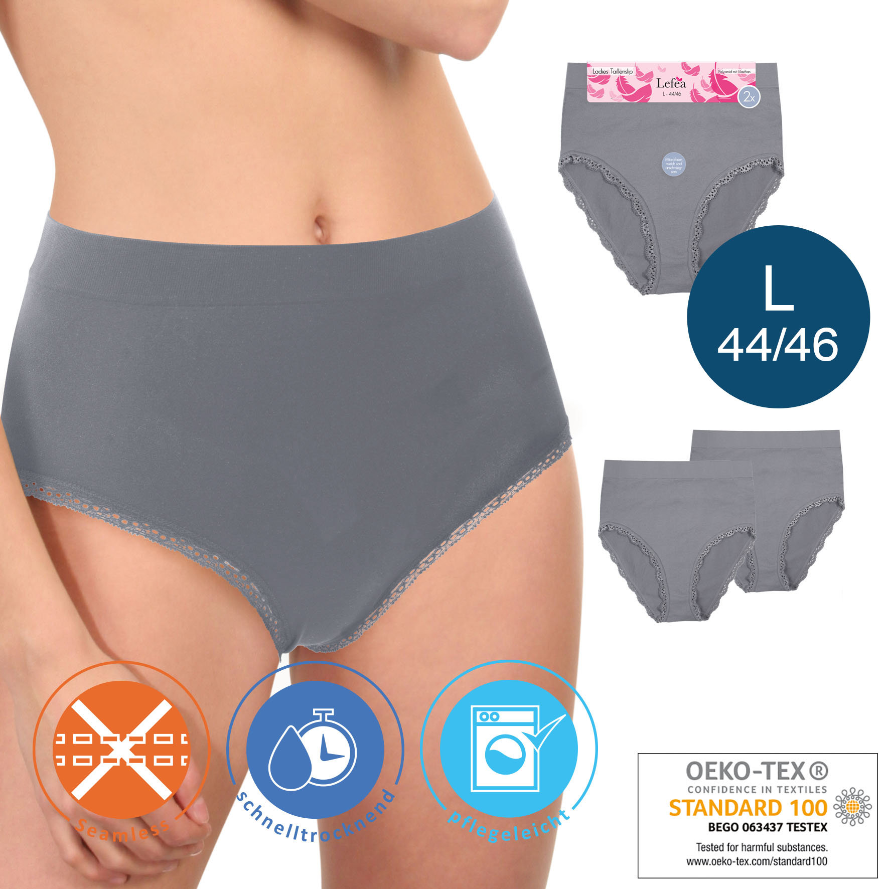 Damen-Taillenslip-2er-Pack-Seamless-Spitze-44-46