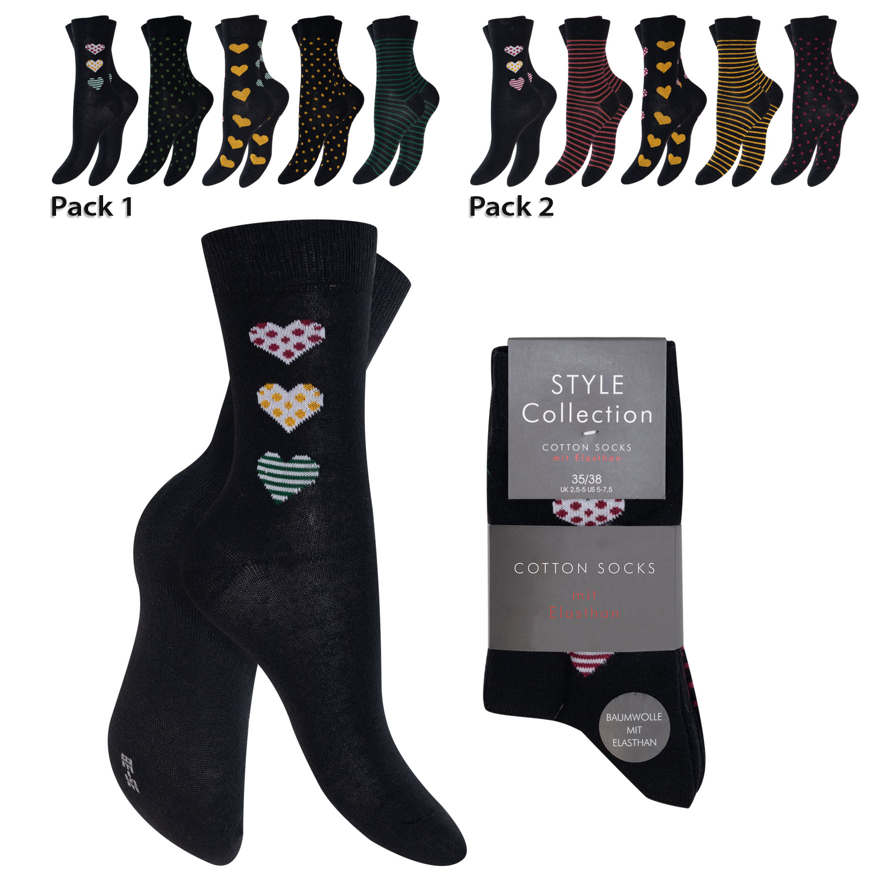 Damen-Socken-5er-Pack-BW-EL-Ripp-B~-Designmix-Eco