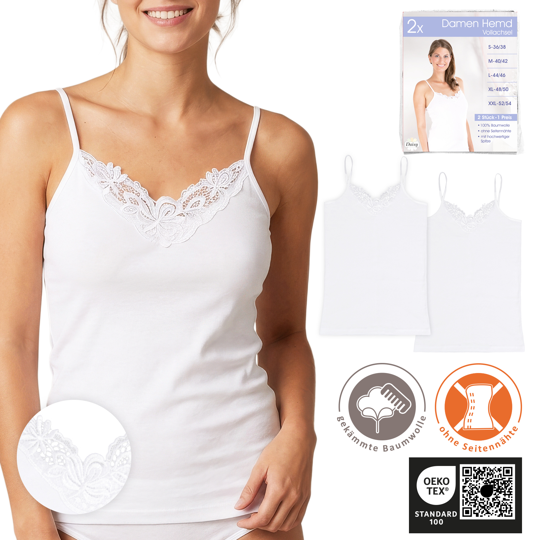 Damen-Spaghetti-Hemd-2er-Pack-gekaemmte-BW-Spitze