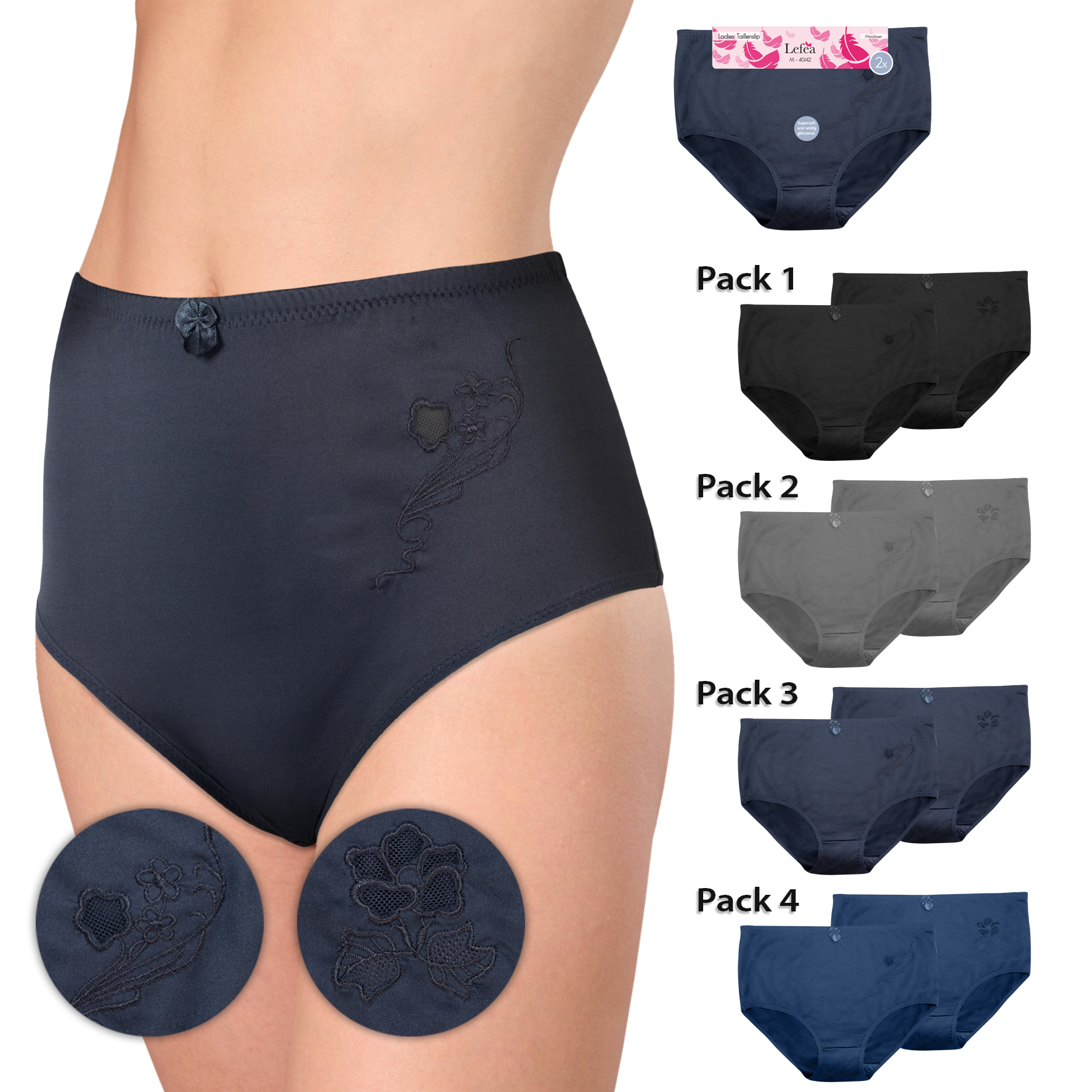 Damen-Taillenslip-2er-Pack-Microfaser-Stickerei