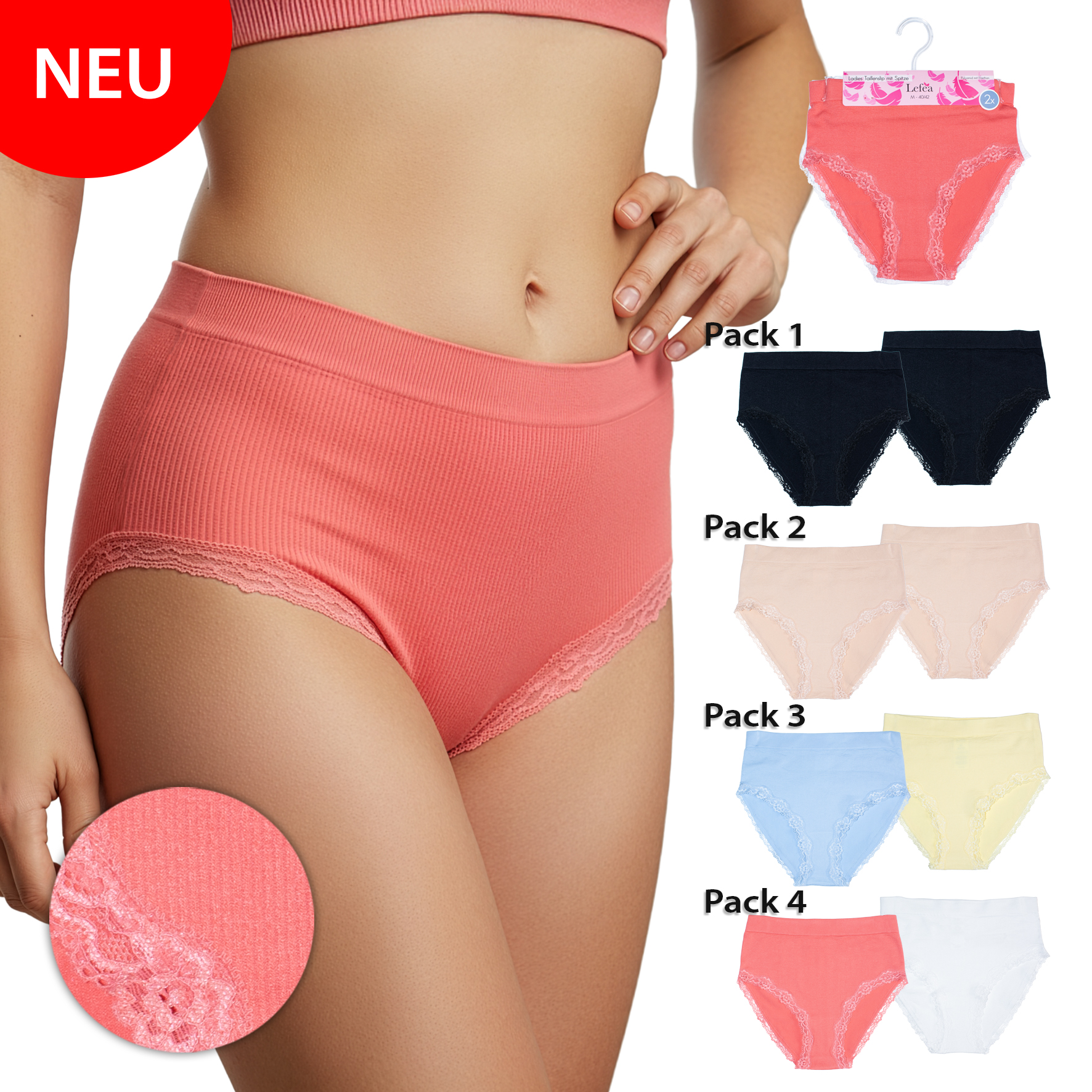 Damen-Taillenslip-2er-Pack-Seamless-Spitze