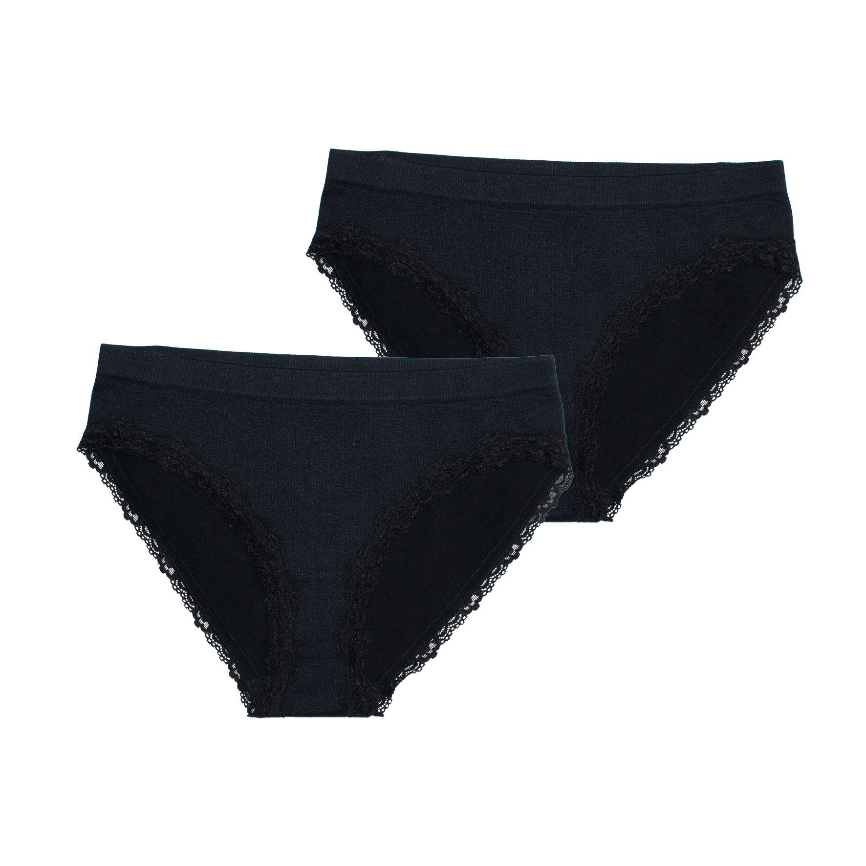 Damen-Bikini-2er-Pack-Seamless-Rippe-+-Spitze