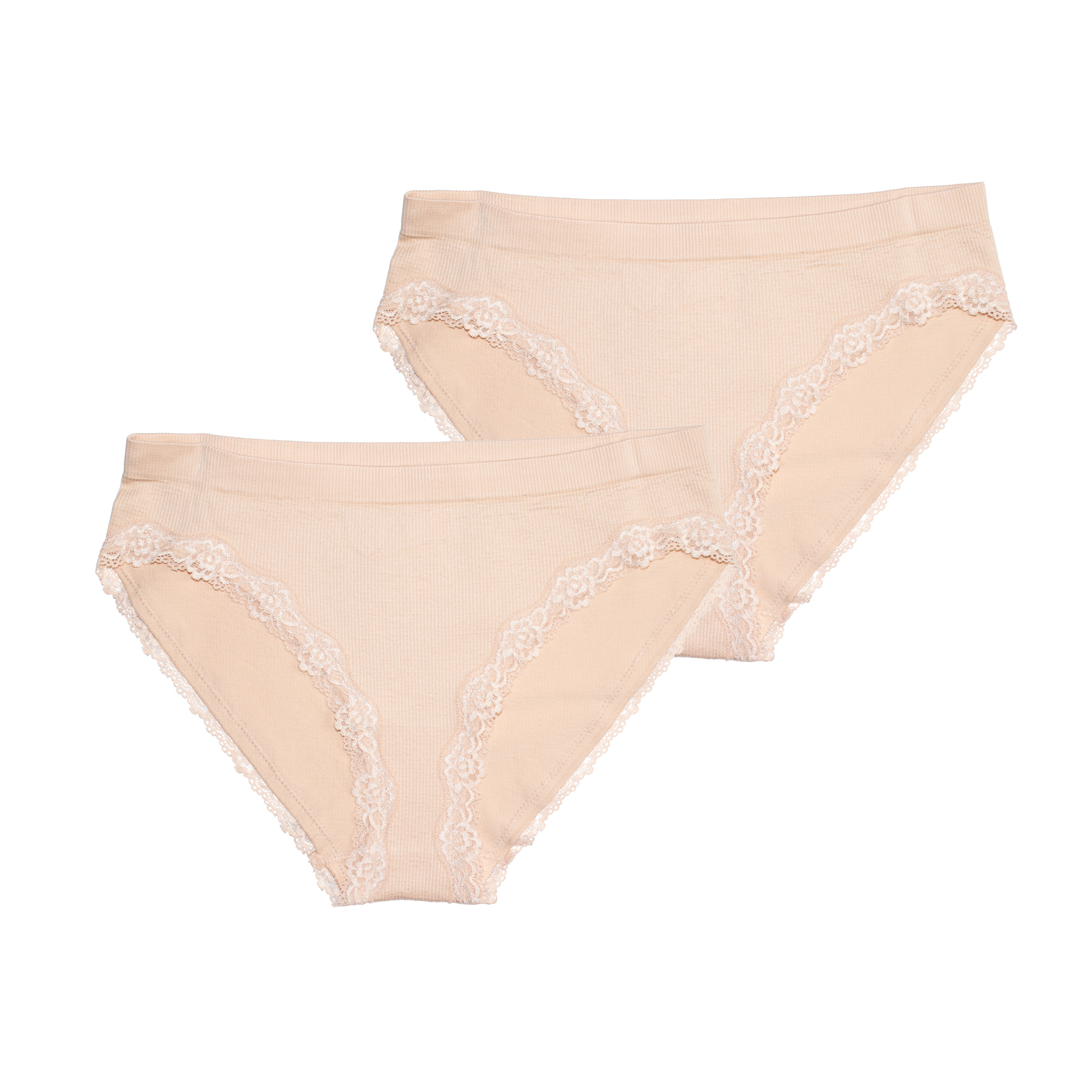 Damen-Bikini-2er-Pack-Seamless-Rippe-+-Spitze