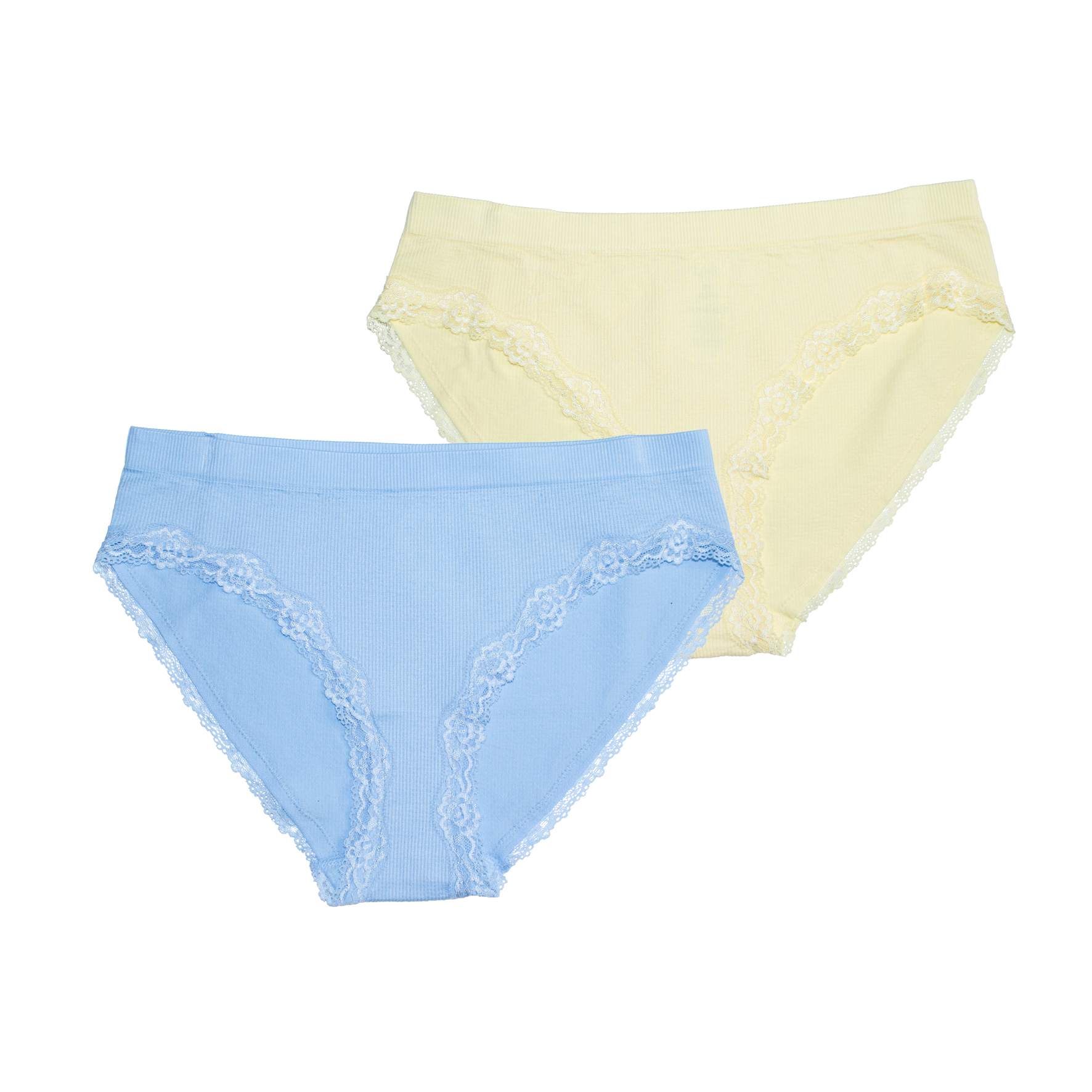 Damen-Bikini-2er-Pack-Seamless-Rippe-+-Spitze