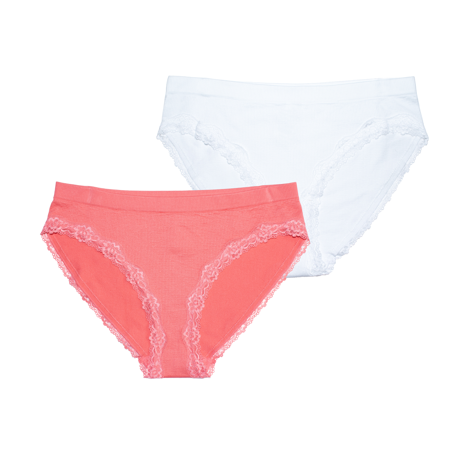 Damen-Bikini-2er-Pack-Seamless-Rippe-+-Spitze