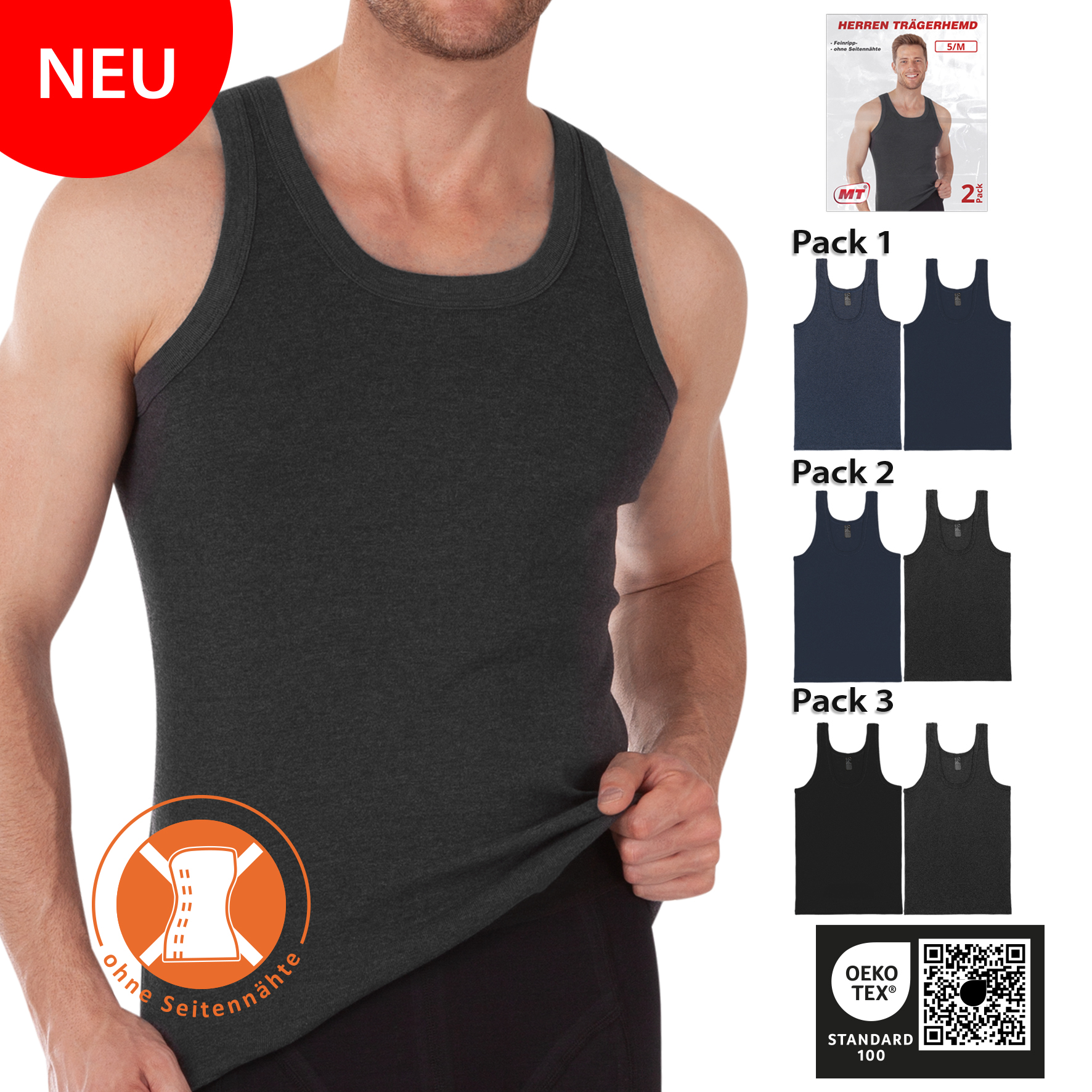 Herren-Hemd-2er-Pack-uni-melange-Feinripp