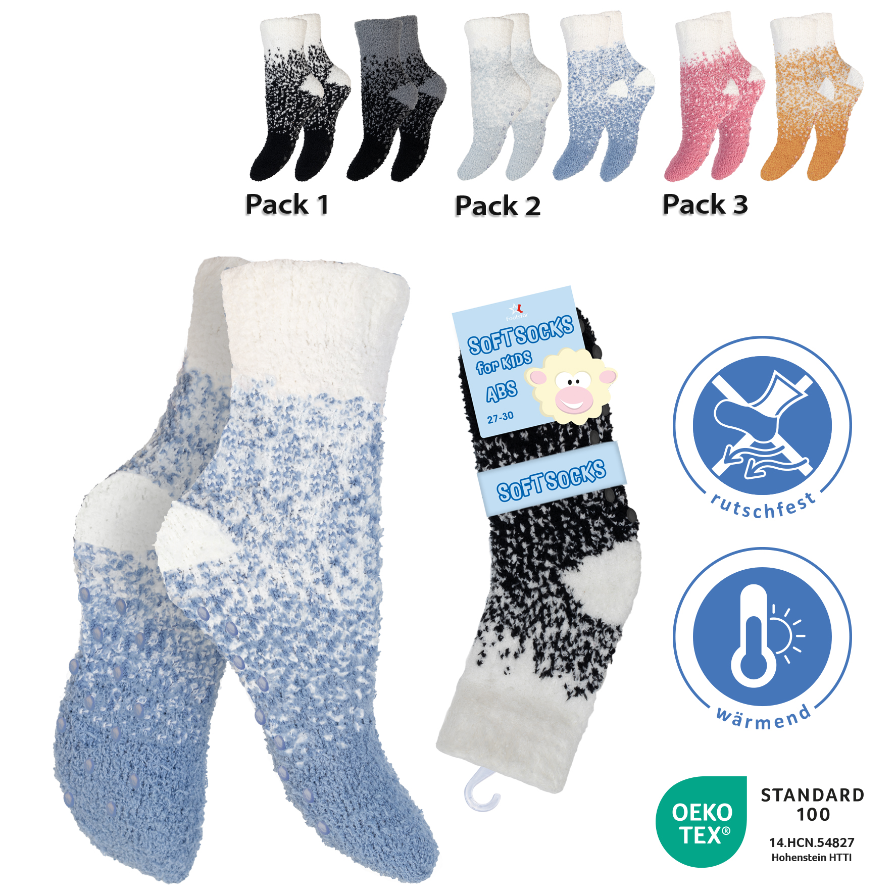 Kinder-Kuschelsocken-2er-Pack-Pluesch-gemustert