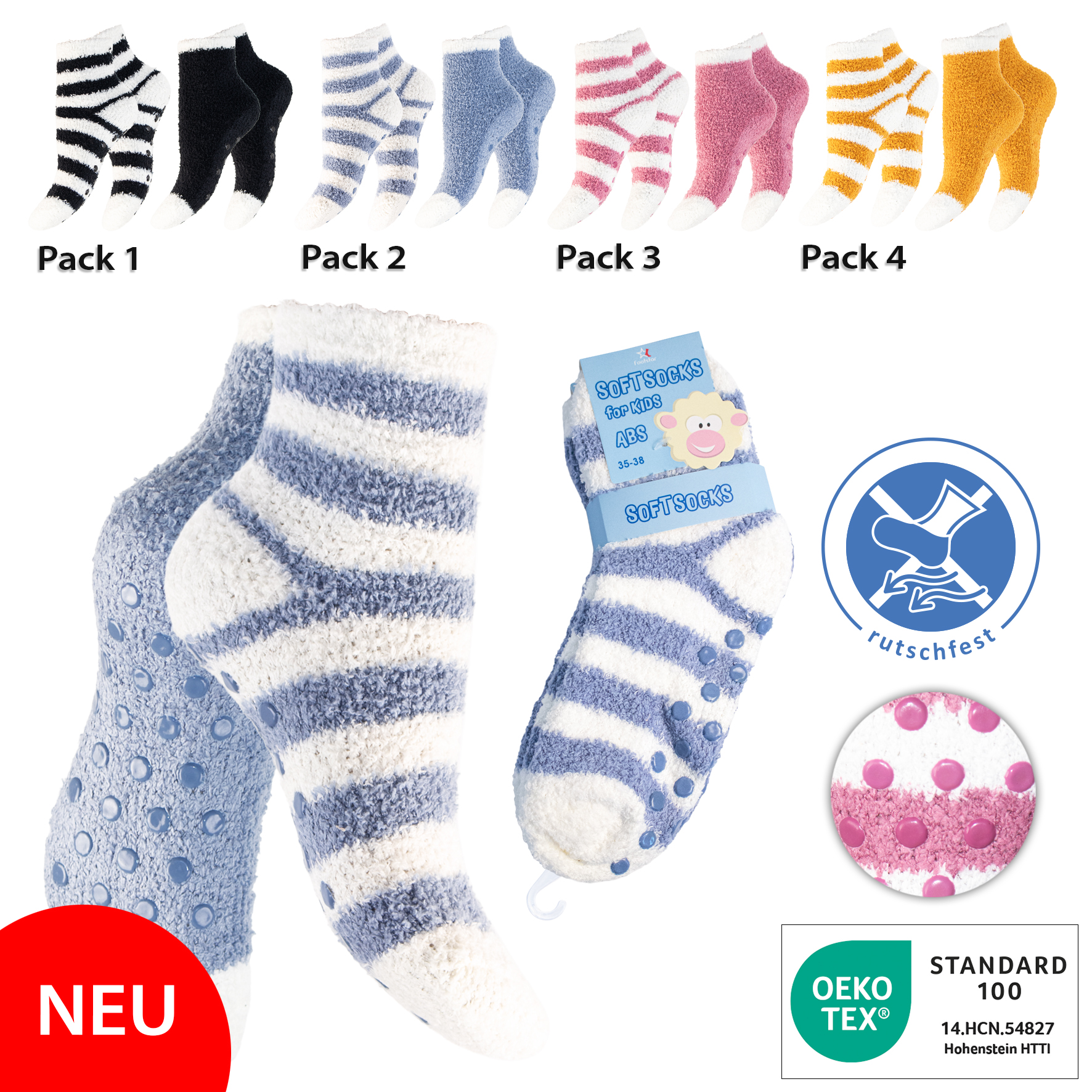 Kinder-Kuschelsocken-2er-Pack-Pluesch-ABS-gestreift