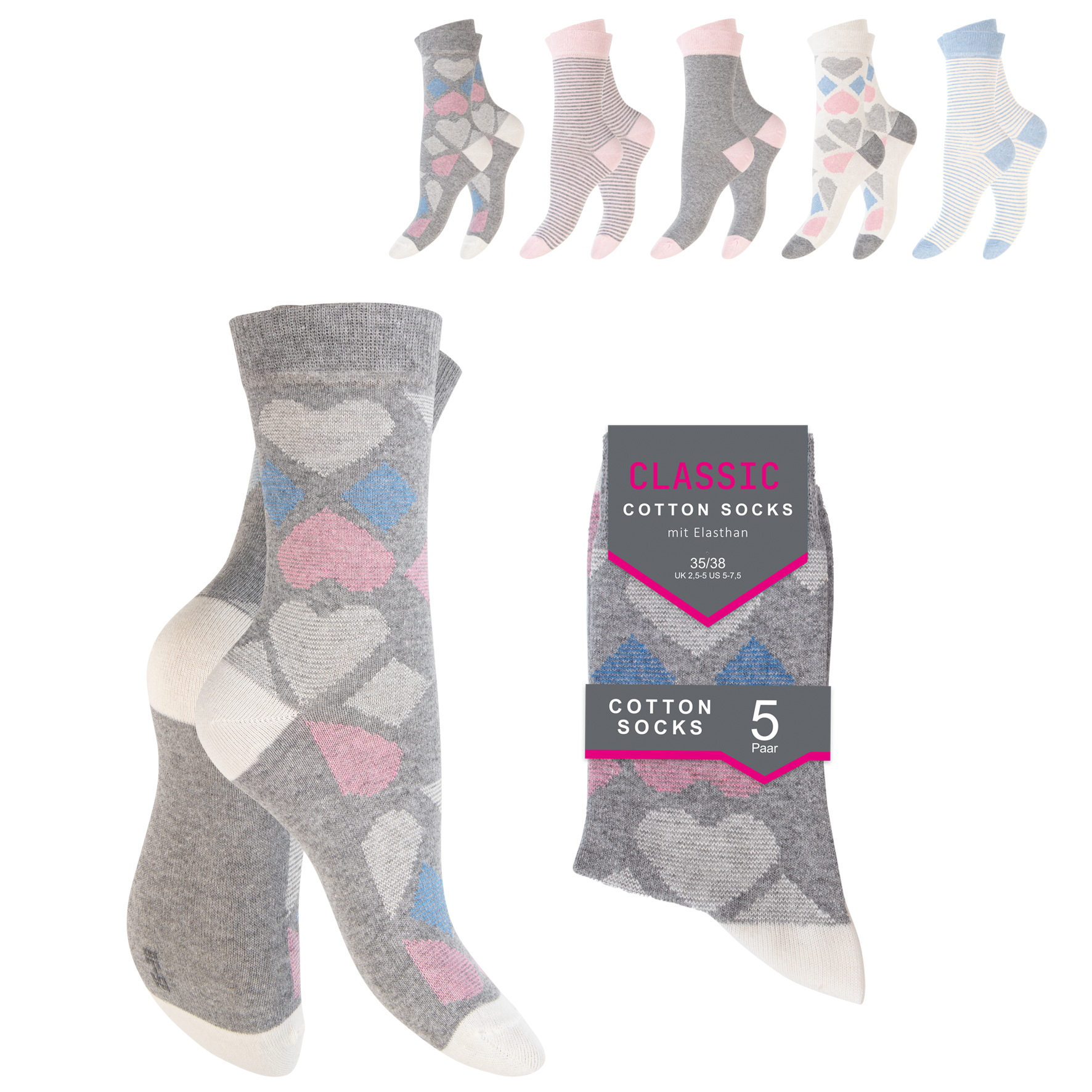 Damen-Socken-5er-Pack-BW-EL-Ripp-B~-Designmix-Eco