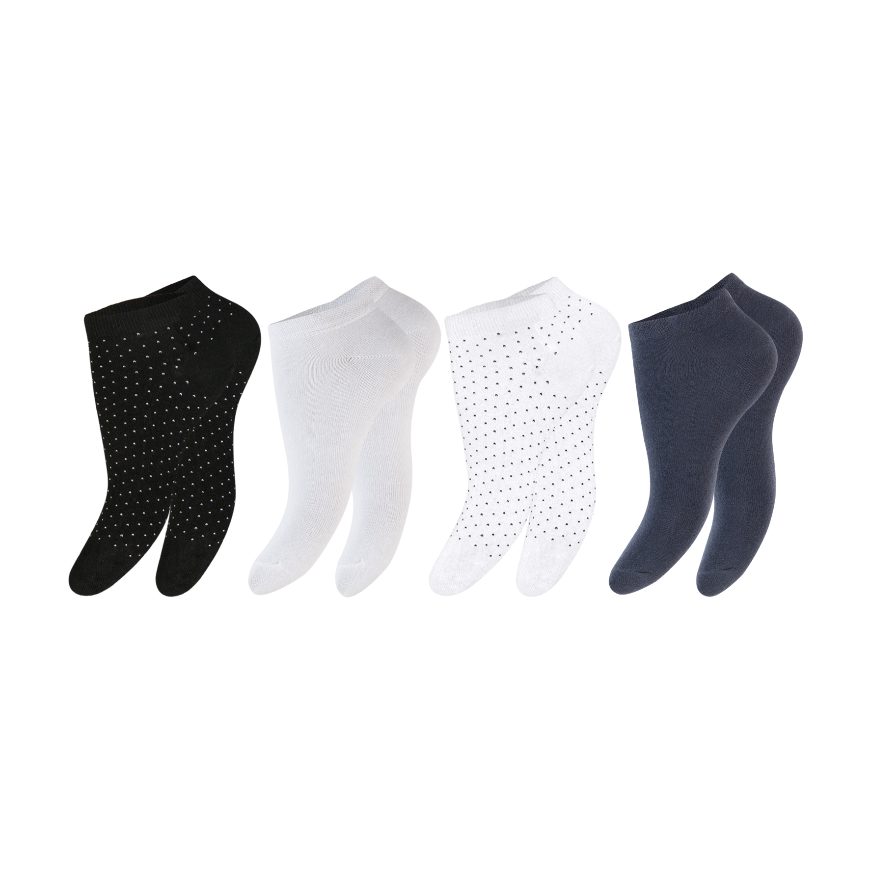 Damen-Sneaker-4er-Pack-BW-EL-Ripp-Bund-gepunktet