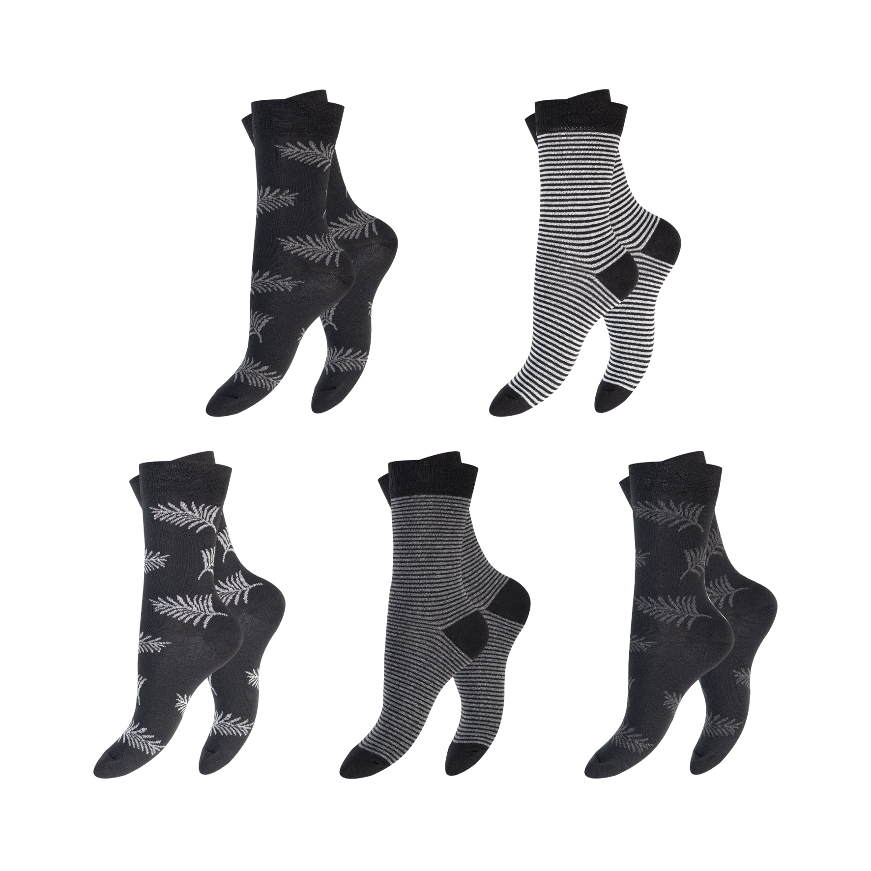 Damen-Socken-5er-Pack-BW-EL-Komfortbund-ohne-Gummi