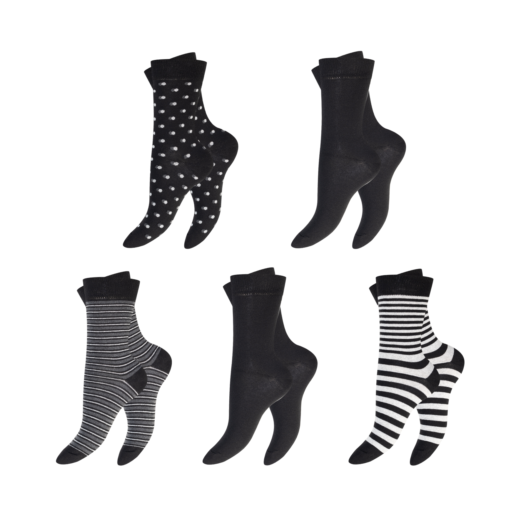 Damen-Socken-5er-Pack-BW-EL-versch~-Designs