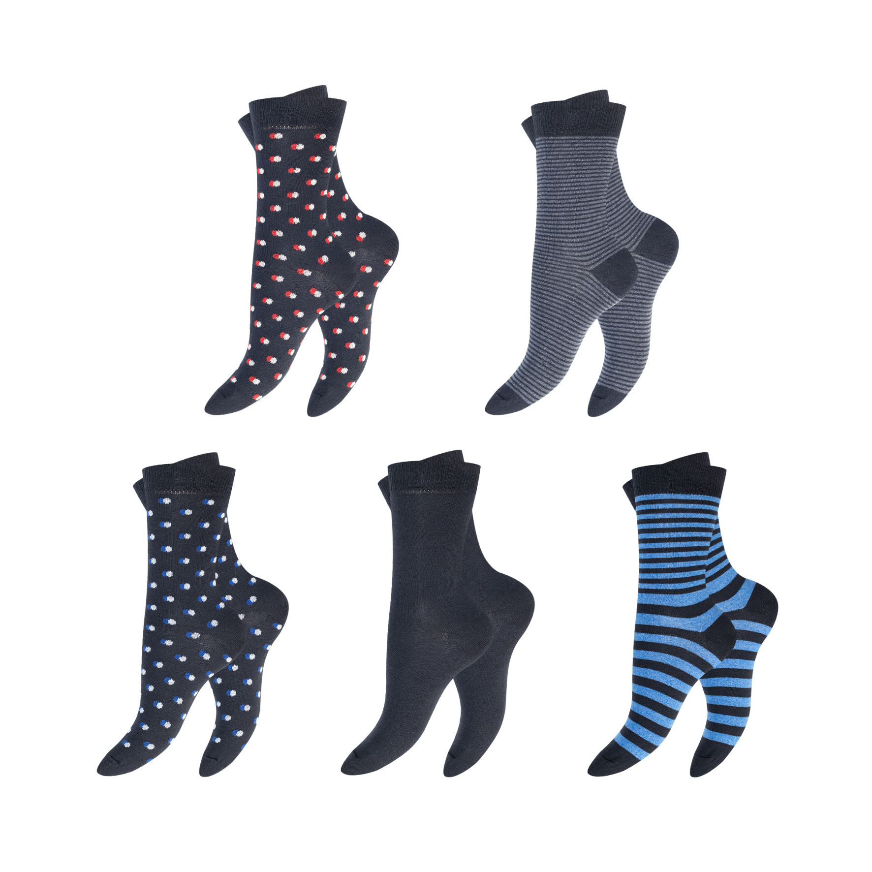 Damen-Socken-5er-Pack-BW-EL-versch~-Designs