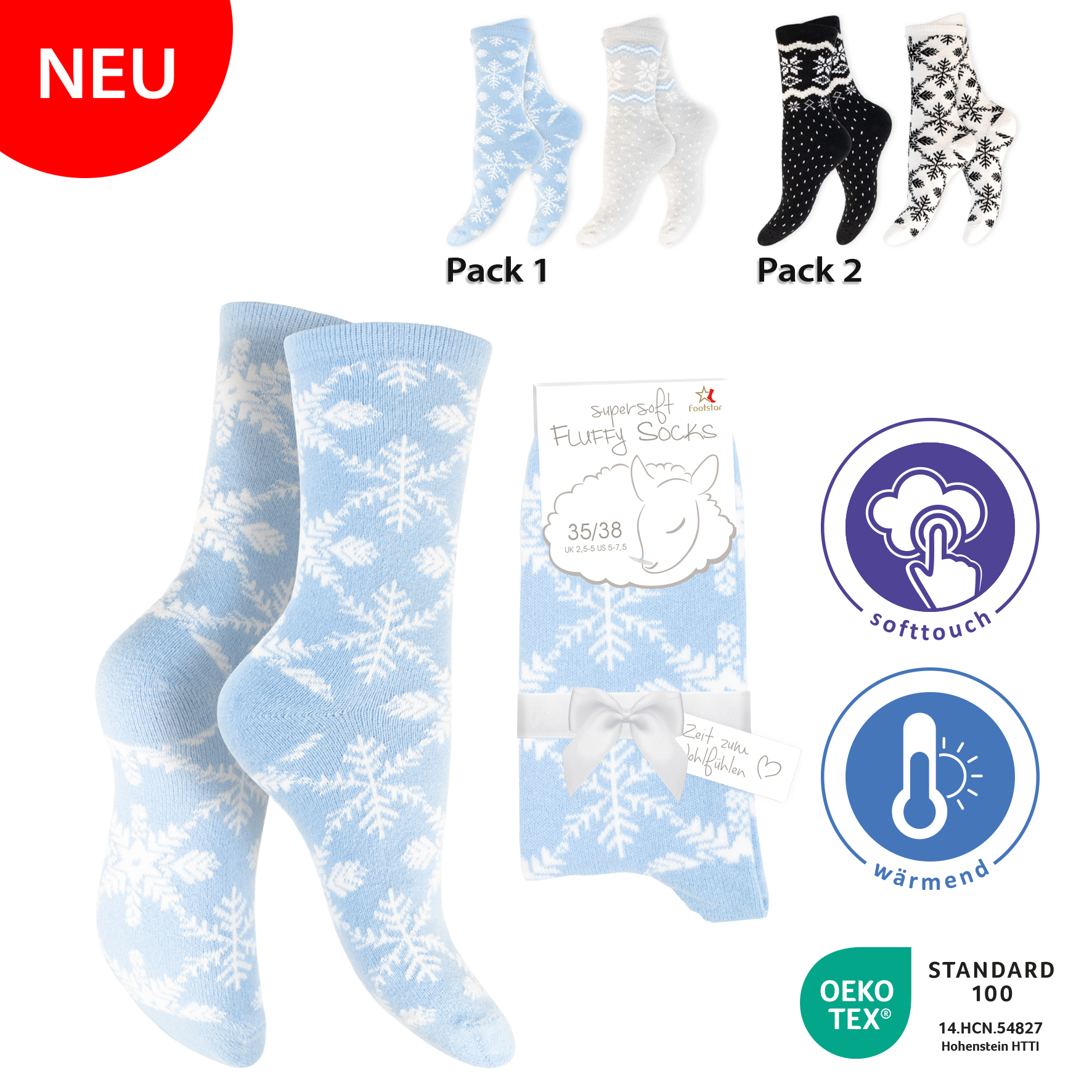 Damen-Flauschsocken-2er-Pack