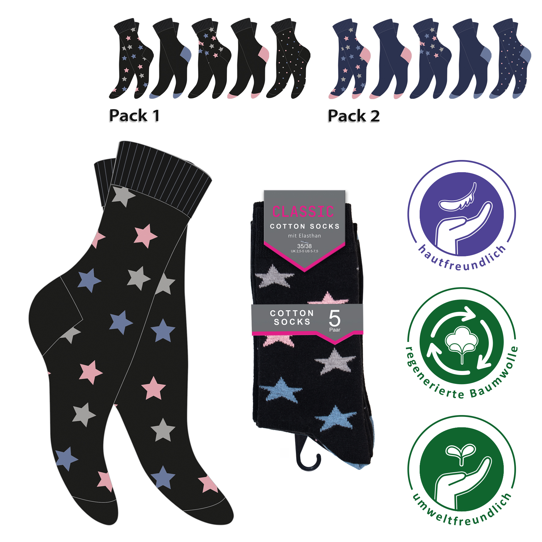 Damen-Socken-5er-Pack-BW-EL