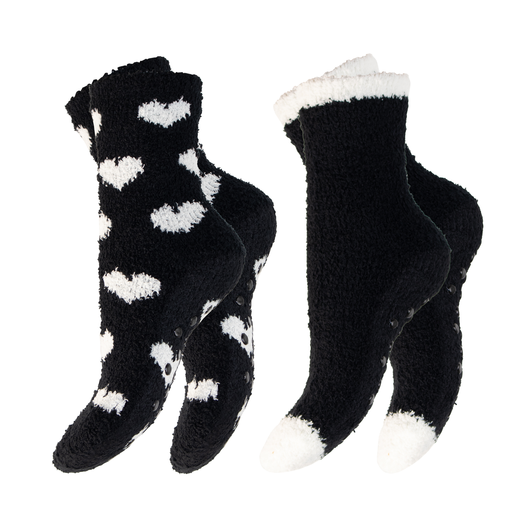 Damen-Kuschelsocken-2er-Pack-Pluesch-gemustert