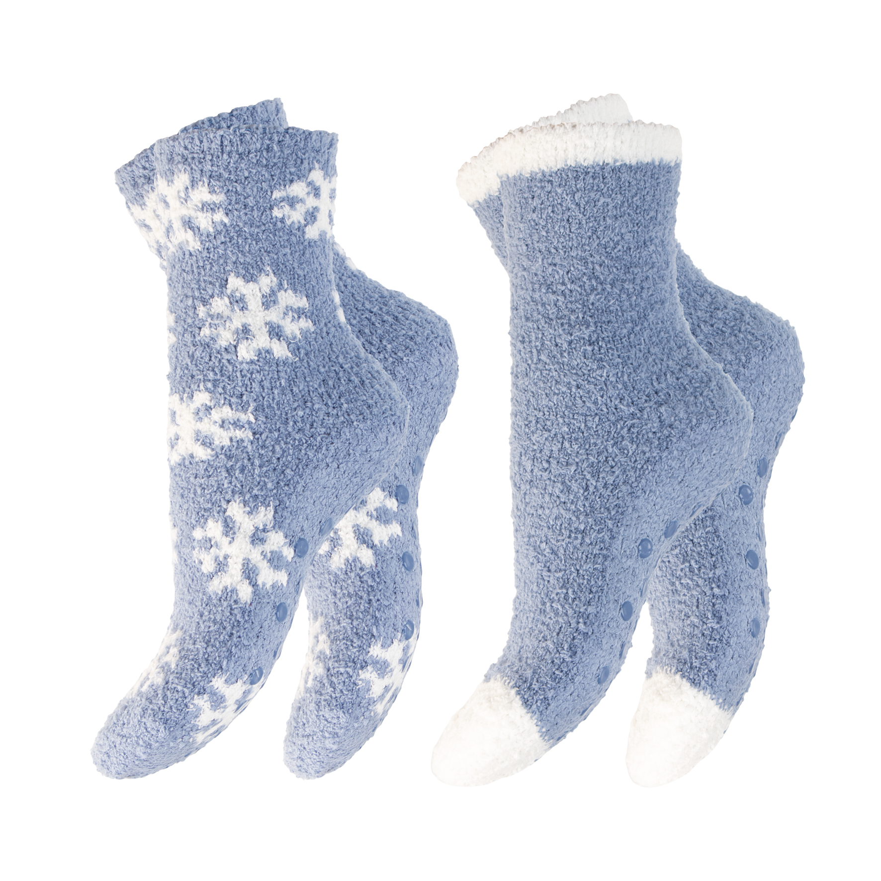 Damen-Kuschelsocken-2er-Pack-Pluesch-gemustert