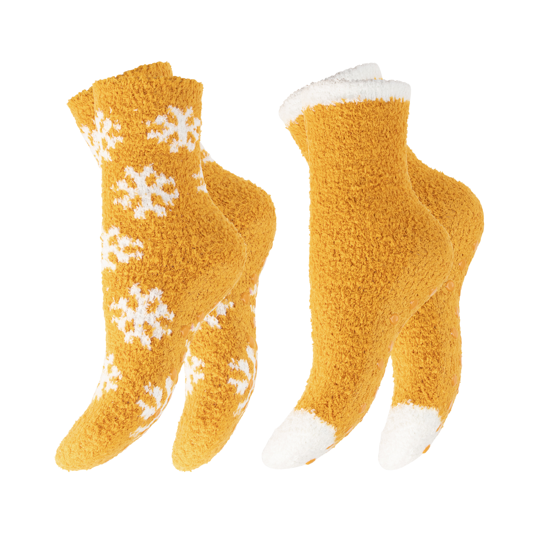 Damen-Kuschelsocken-2er-Pack-Pluesch-gemustert