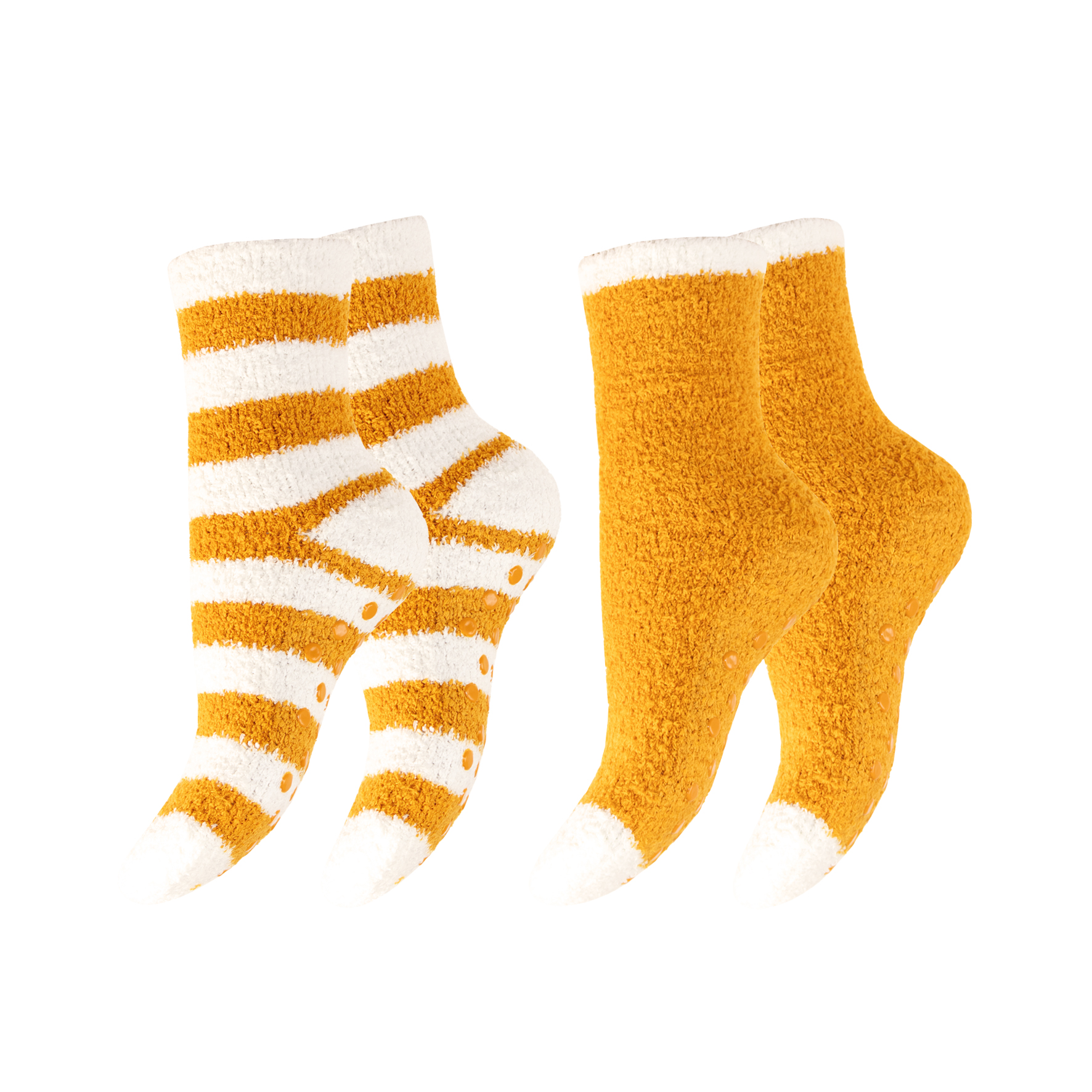 Damen-Kuschelsocken-2er-Pack-Pluesch-ABS-gestreift