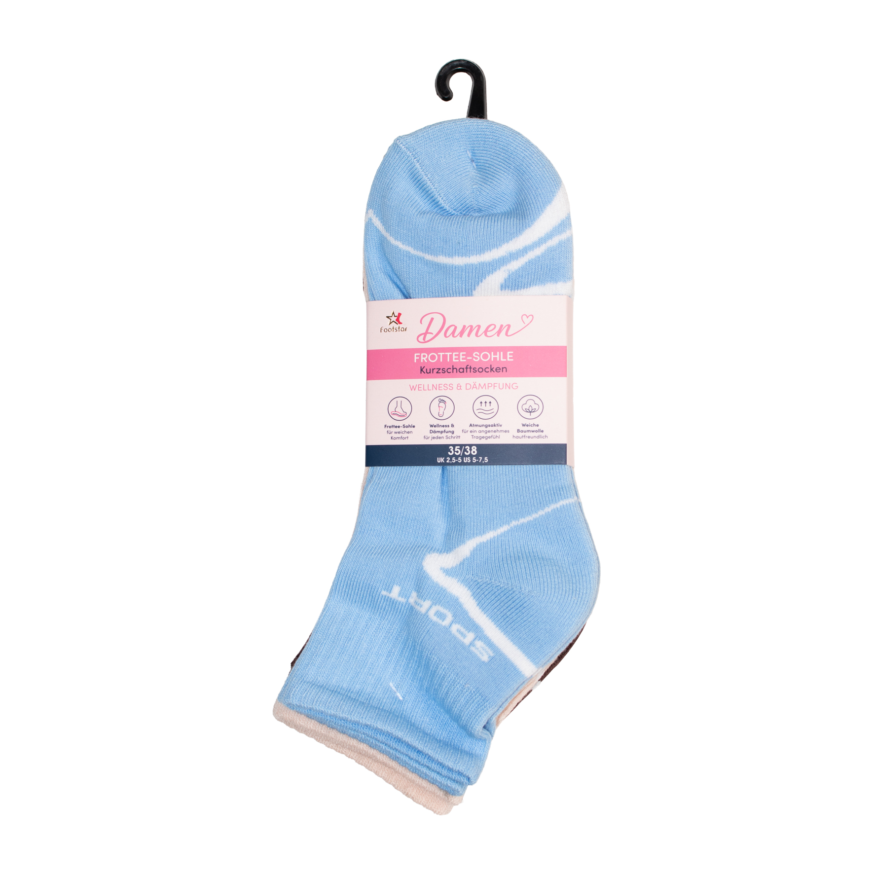 Damen-Kurzschaftsocken-3er-Pack-BW-EL-Ripp-Bund