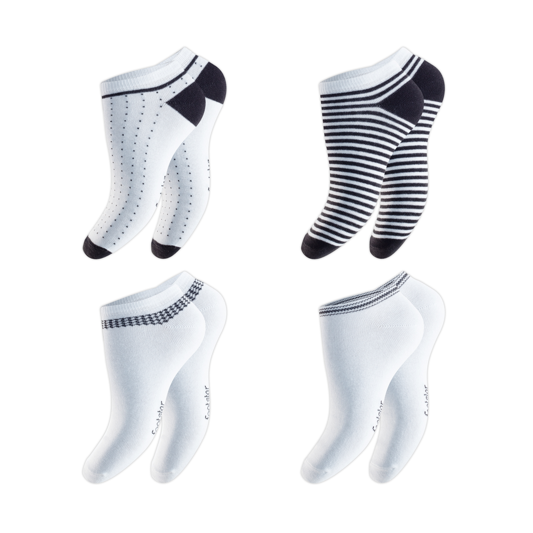 Damen-Sneaker-4er-Pack-BW-EL-Ripp-Bund-Designmix