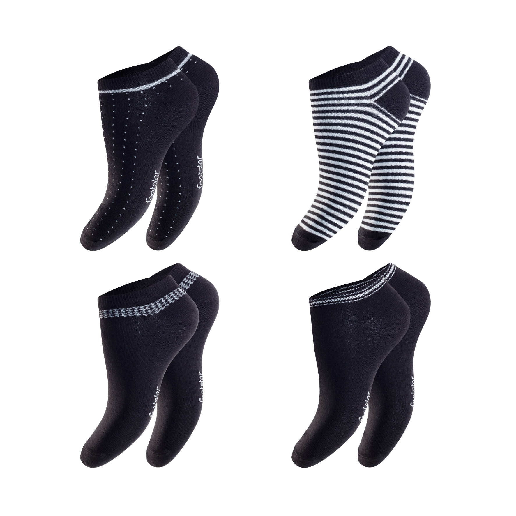 Damen-Sneaker-4er-Pack-BW-EL-Ripp-Bund-Designmix