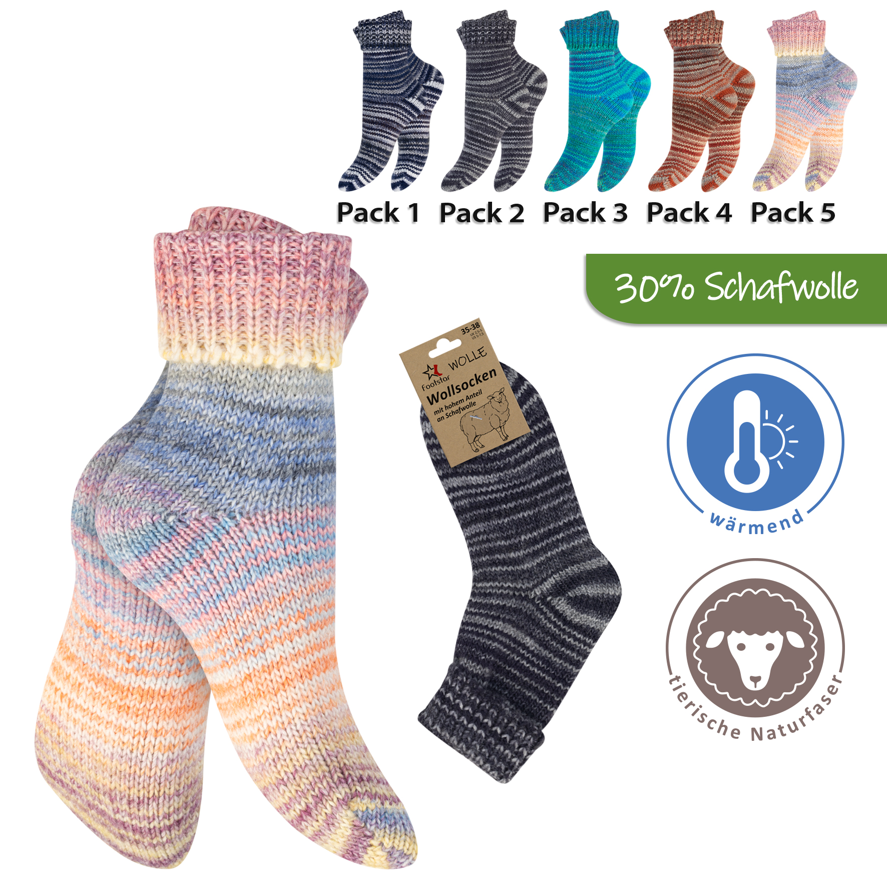 Unisex-Thermowollsocken-einzeln-mit-Schafswolle