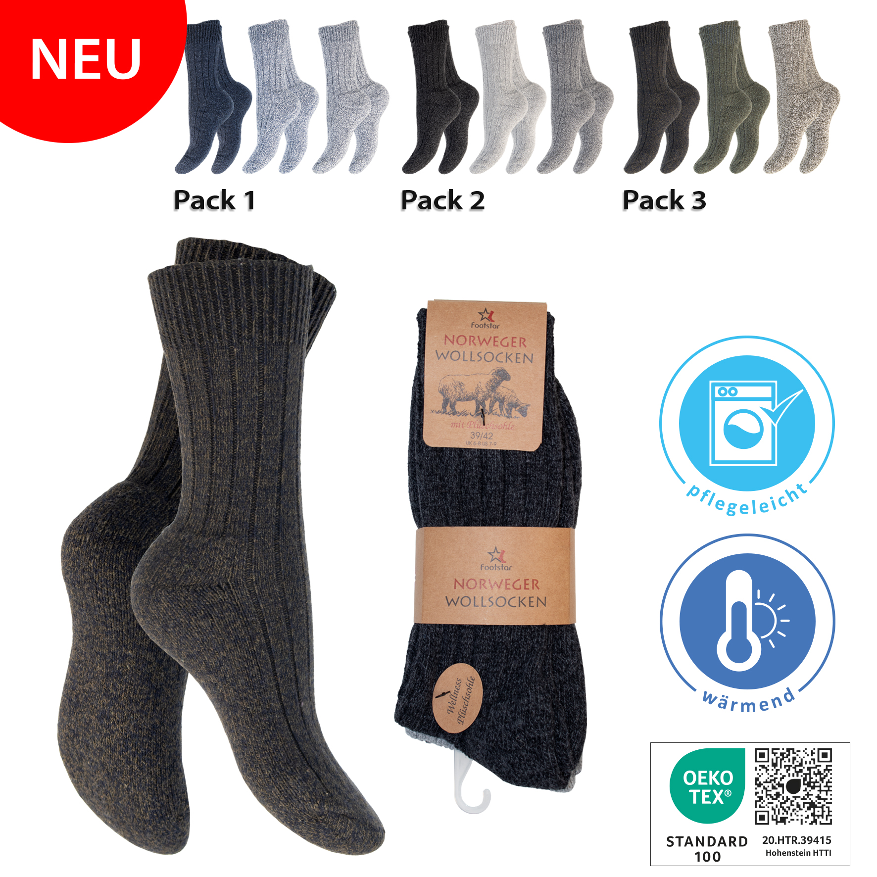 Herren-Norwegersocken-3er-Pack-PES-WO-Plueschsohle