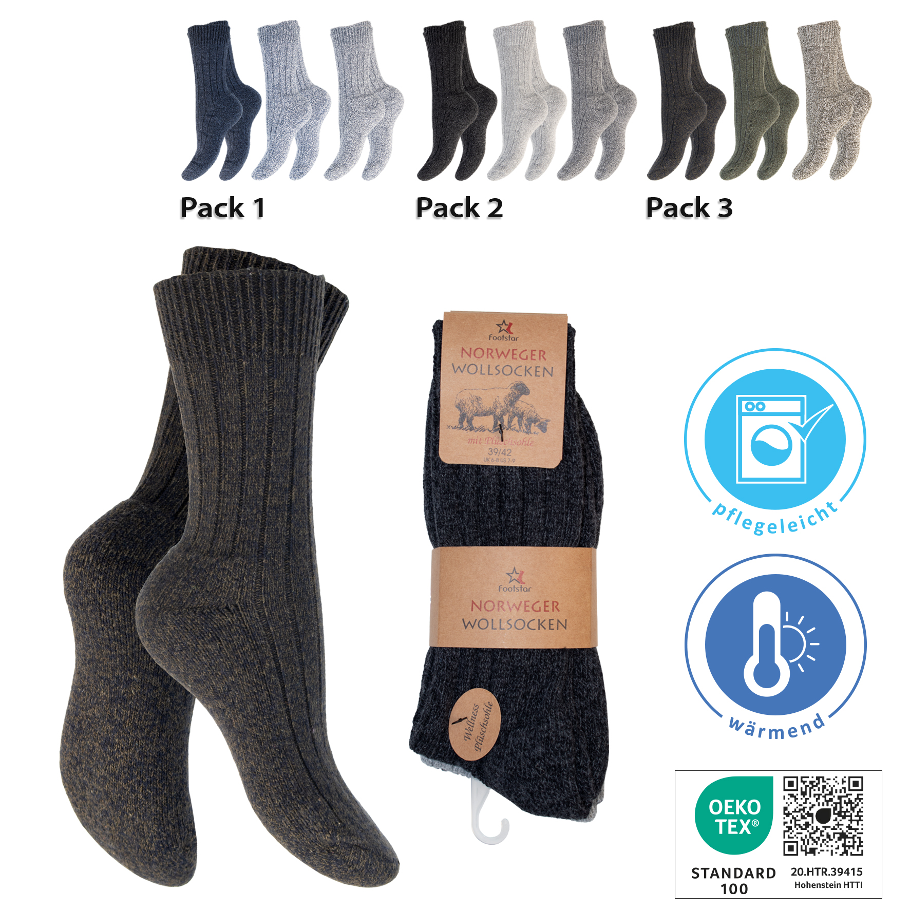 Herren-Norwegersocken-3er-Pack-PES-WO-Plueschsohle