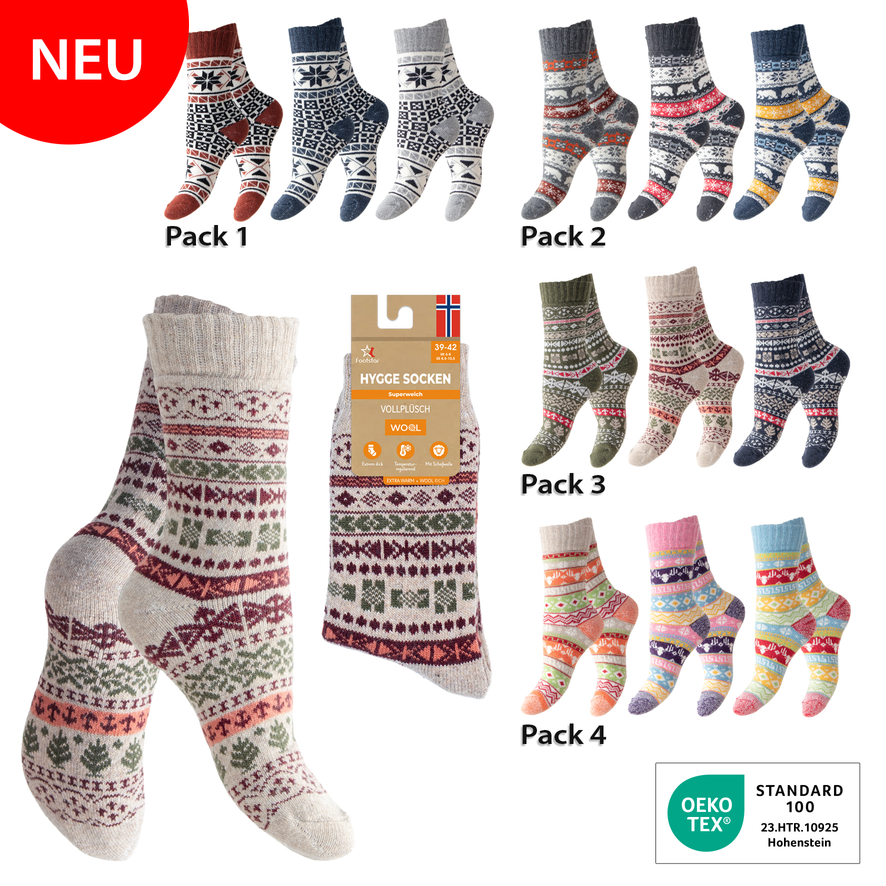 Unisex-Hygge-Woll-Socken-(Strickfrottee)-1er