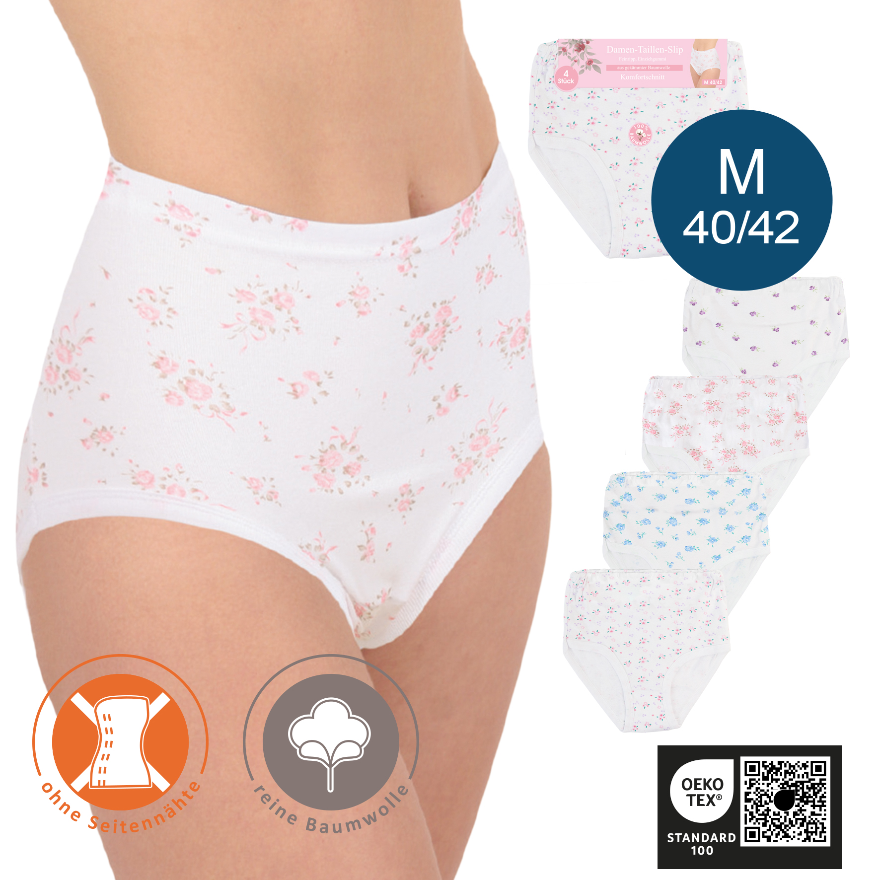 Damen-Taillenslip-4er-Pack-M-40-42-BW-gekaemmt