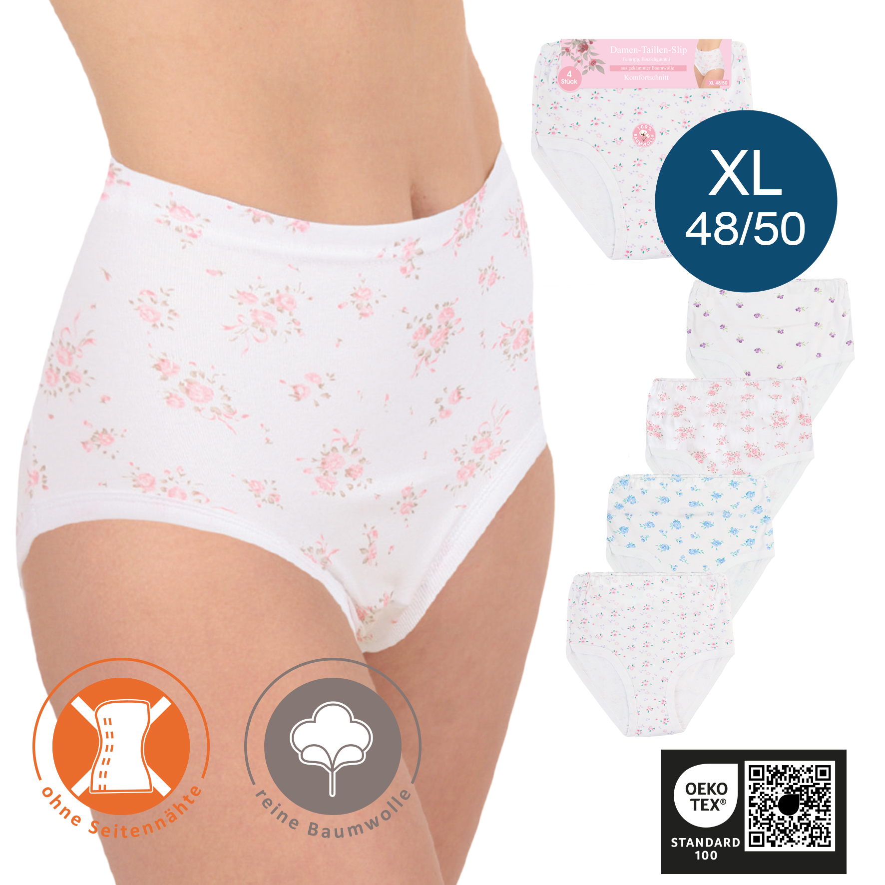 Damen-Taillenslip-4er-Pack-XL-48-50-BW-gekaemmt