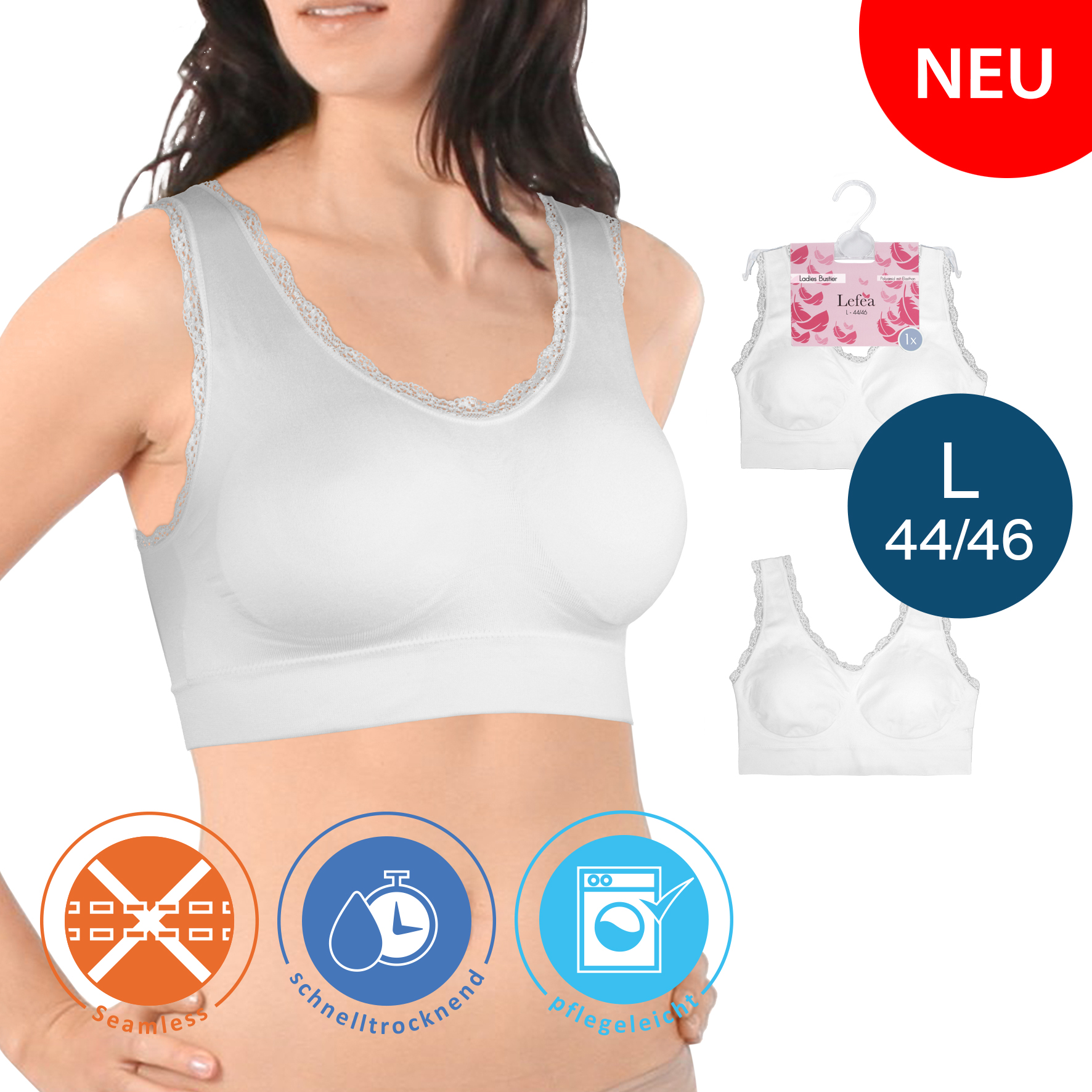 Damen-Bustier-einzeln-Seamless-Spitze-L-44-46