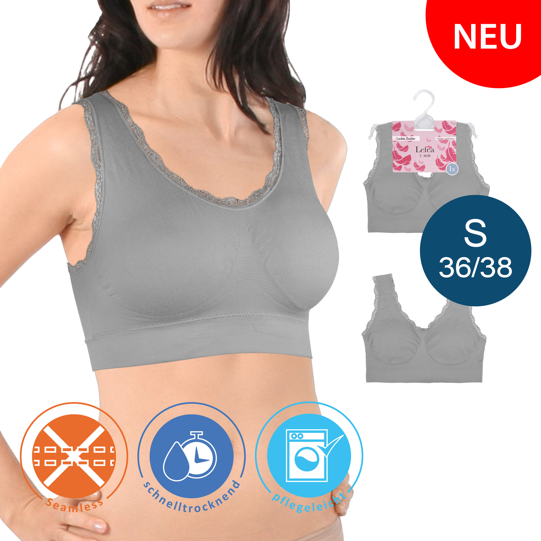 Damen-Bustier-einzeln-Seamless-Spitze-36-38