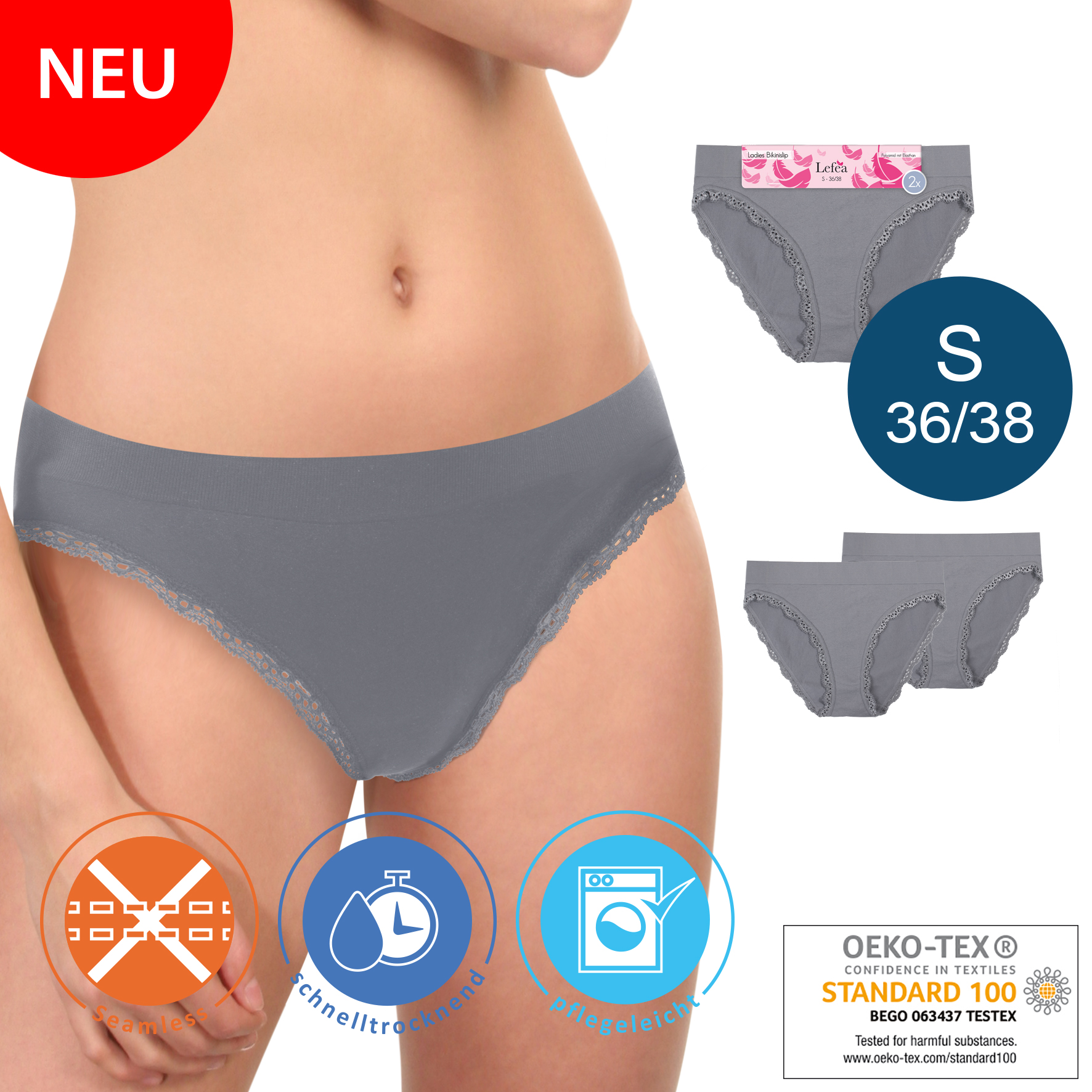 Damen-Bikinislip-2er-Pack-Seamless-Spitze-36-38