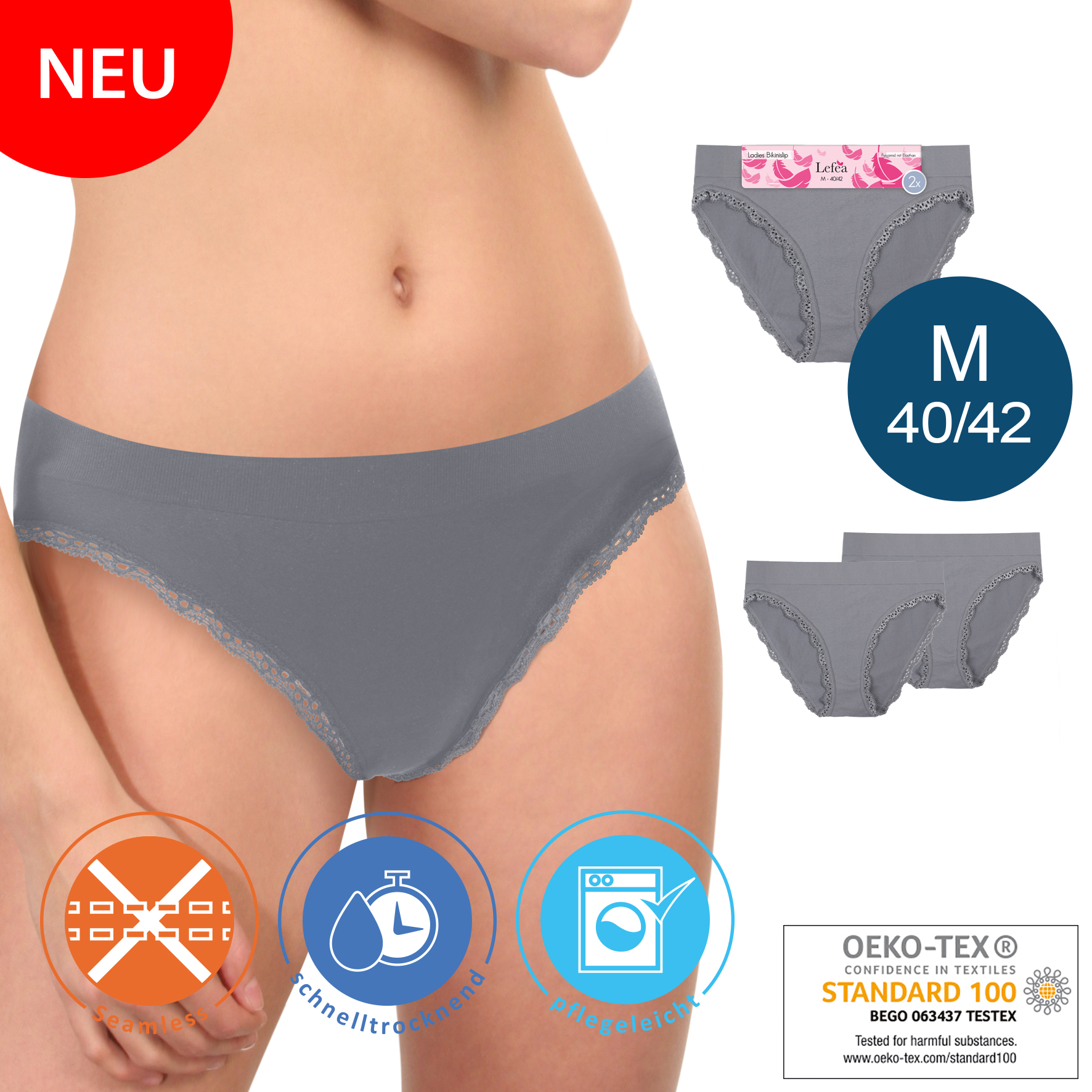 Damen-Bikinislip-2er-Pack-Seamless-Spitze-40-42