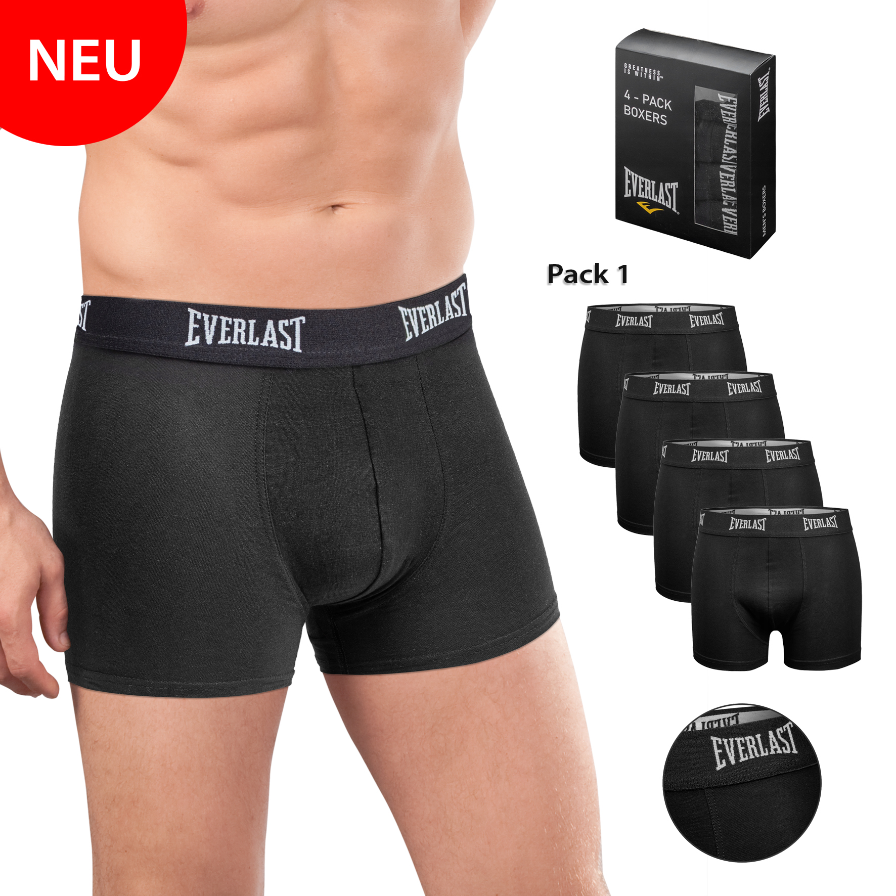 Herren-Pants-Everlast-4er-Pack-BW-EL-Webgummi-uni