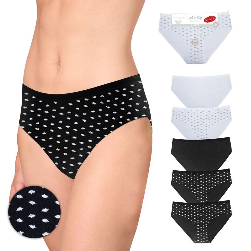 Damen-Bikinislip-5er-Pack-BW-EL-Blaetter-Sparpack