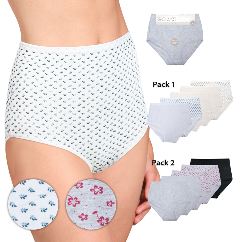 Damen-Taillenslip-5er-Pack-Blumendruck