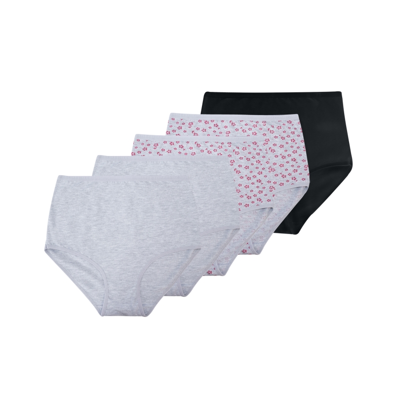Damen-Taillenslip-5er-Pack-Blumendruck