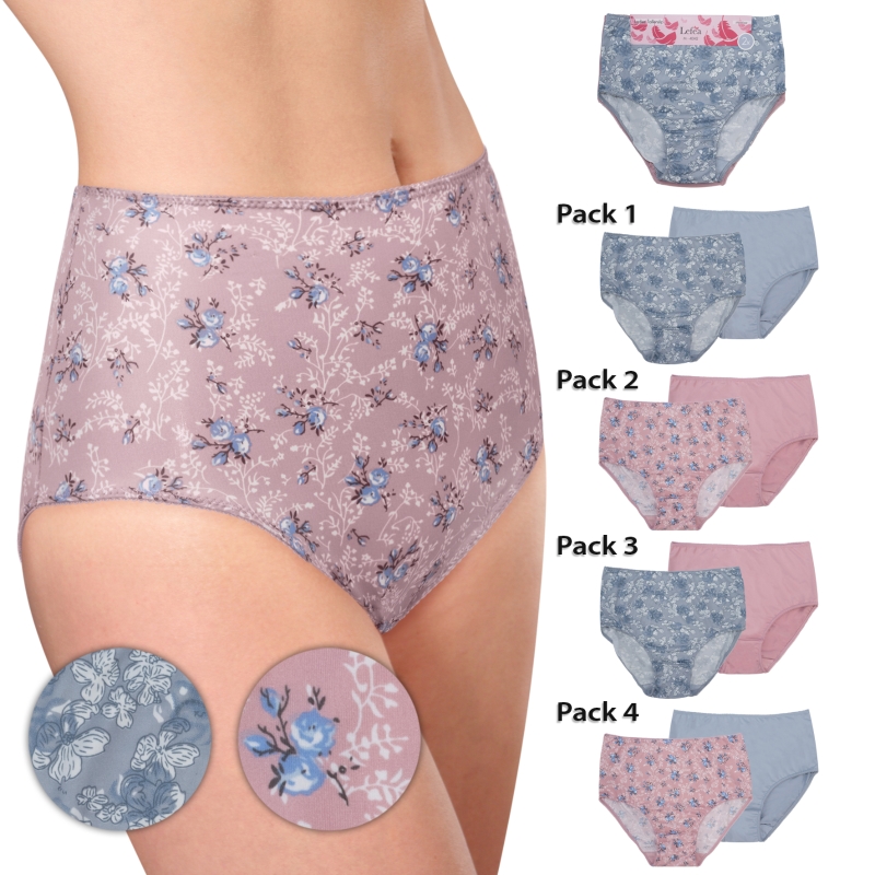 Damen-Taillenslip-2er-Pack-Microfaser-Blumendruck