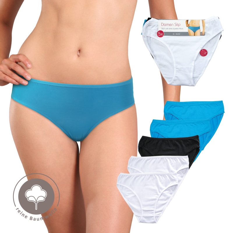 Damen-Slip,-uni,-5er