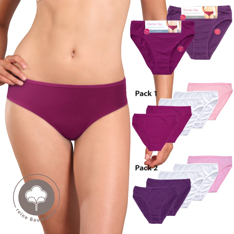 Damen-Slip,-Bikini,-uni,-5er-P