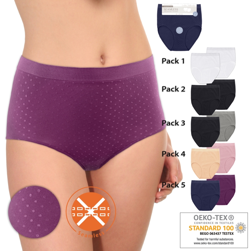 Damen-Taillenslip-2er-Pack-Seamless-gepunktet